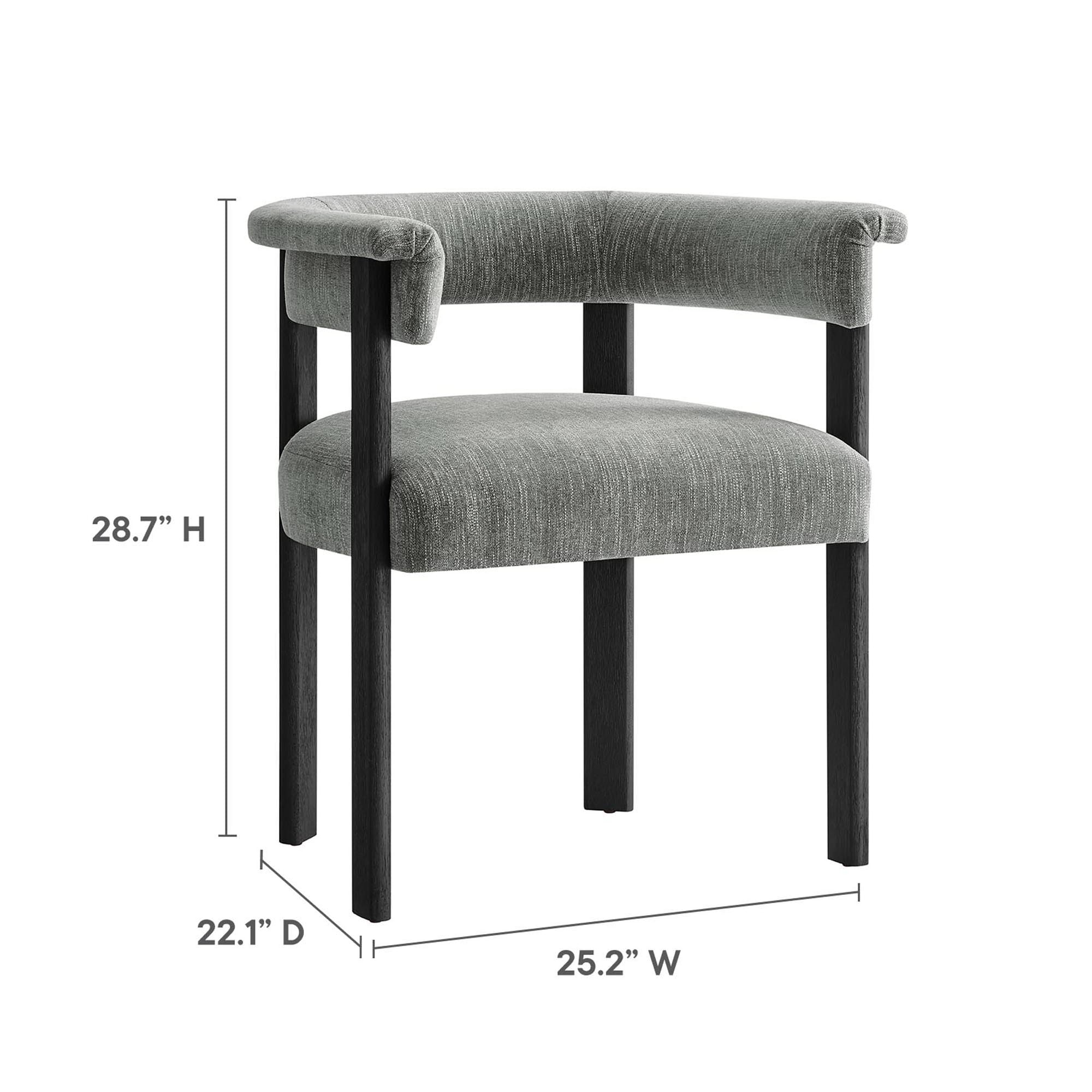 Imogen Fabric Upholstered Barrel Dining Chairs Set of 2, Heathered Weave Gray Black