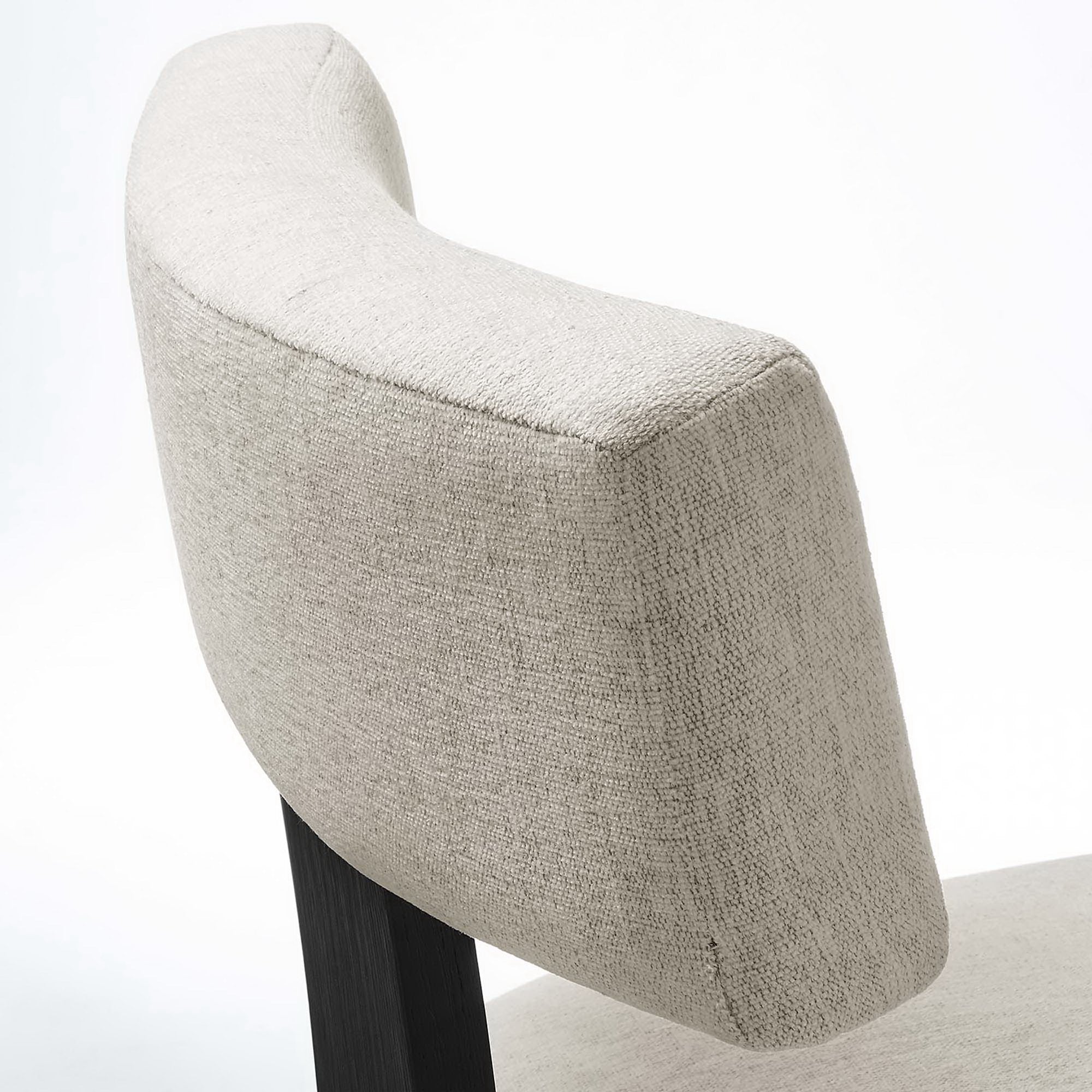Nalani Fabric Upholstered Dining Chairs Set of 2, Heathered Weave Ivory Black