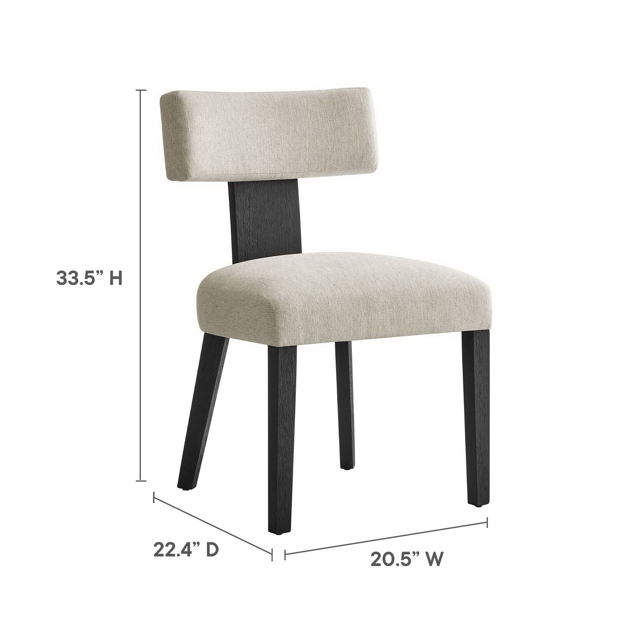 Nalani Fabric Upholstered Dining Chairs Set of 2, Heathered Weave Ivory Black