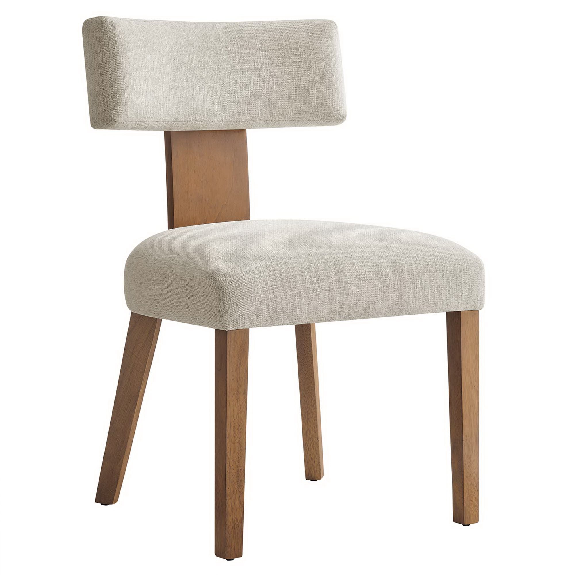 Nalani Fabric Upholstered Dining Chairs Set of 2, Heathered Weave Ivory Deep Brown