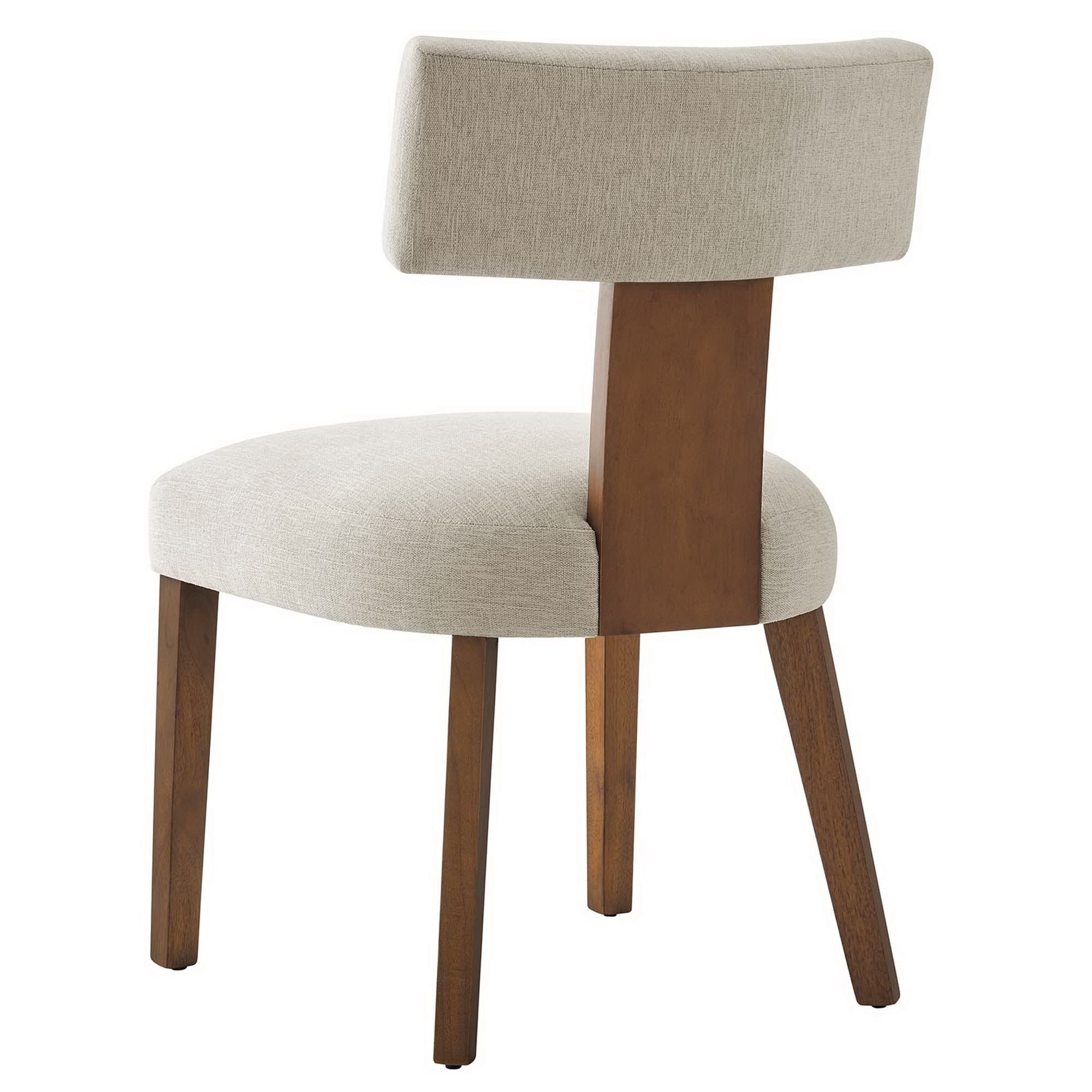 Nalani Fabric Upholstered Dining Chairs Set of 2, Heathered Weave Ivory Deep Brown