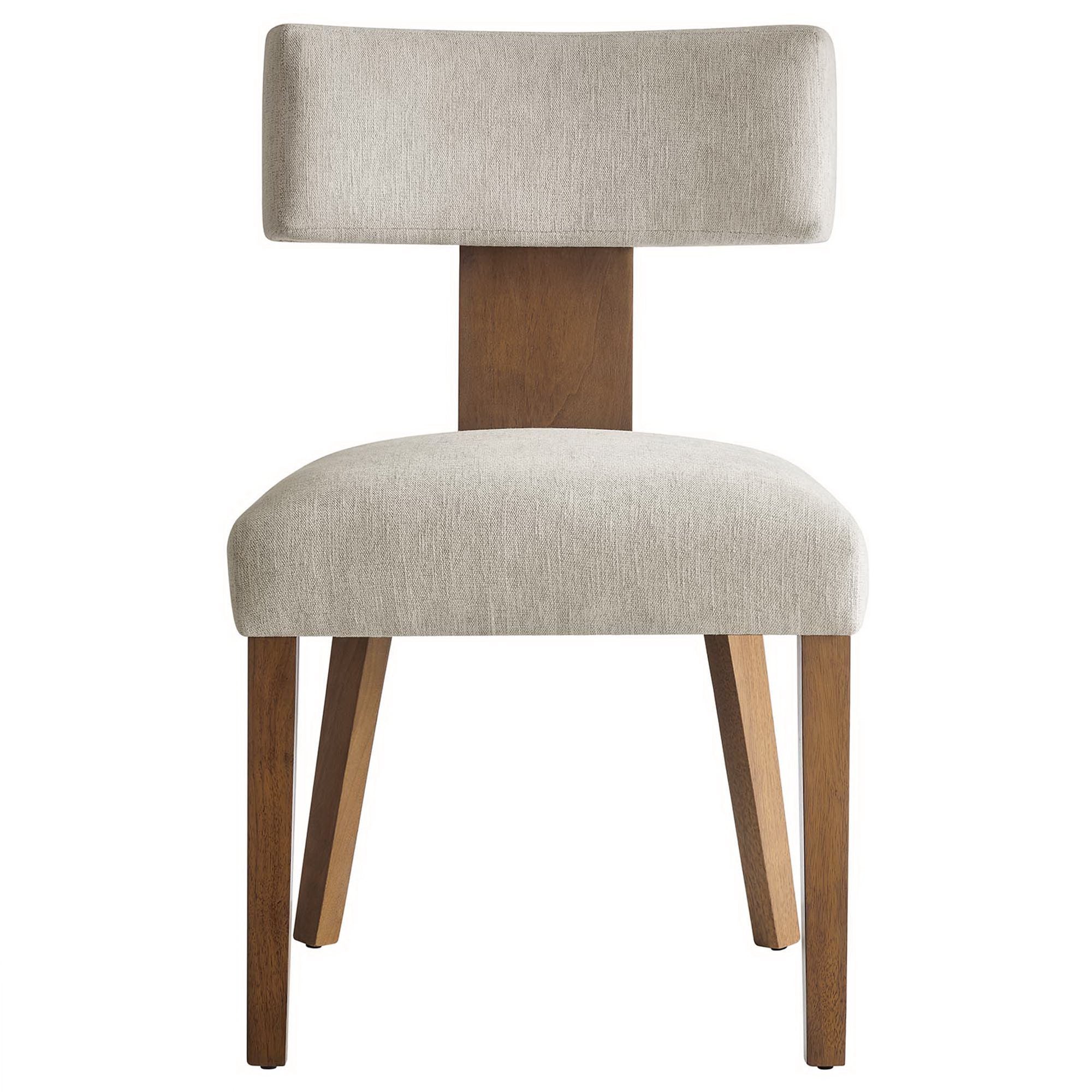 Nalani Fabric Upholstered Dining Chairs Set of 2, Heathered Weave Ivory Deep Brown