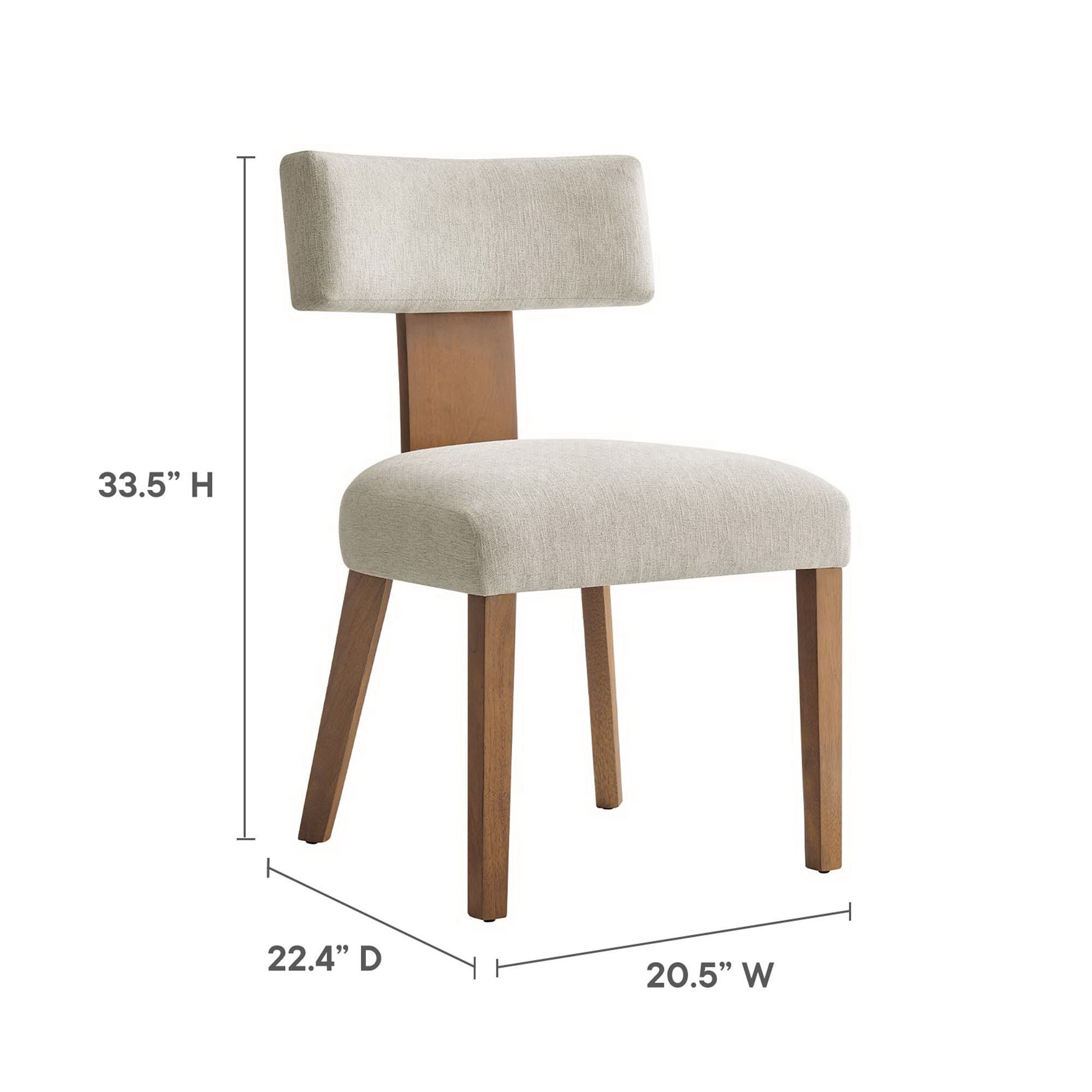 Nalani Fabric Upholstered Dining Chairs Set of 2, Heathered Weave Ivory Deep Brown