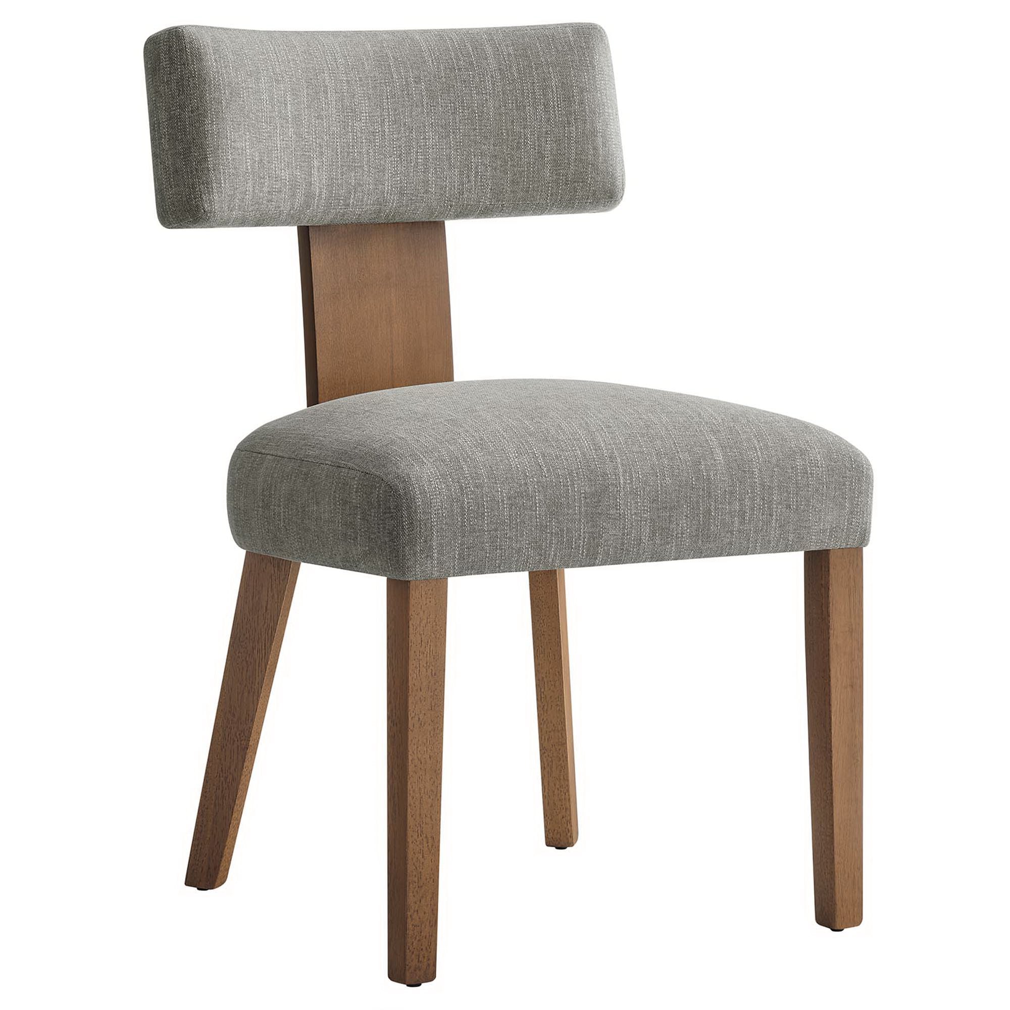 Nalani Fabric Upholstered Dining Chairs Set of 2, Heathered Weave Wheat Deep Brown