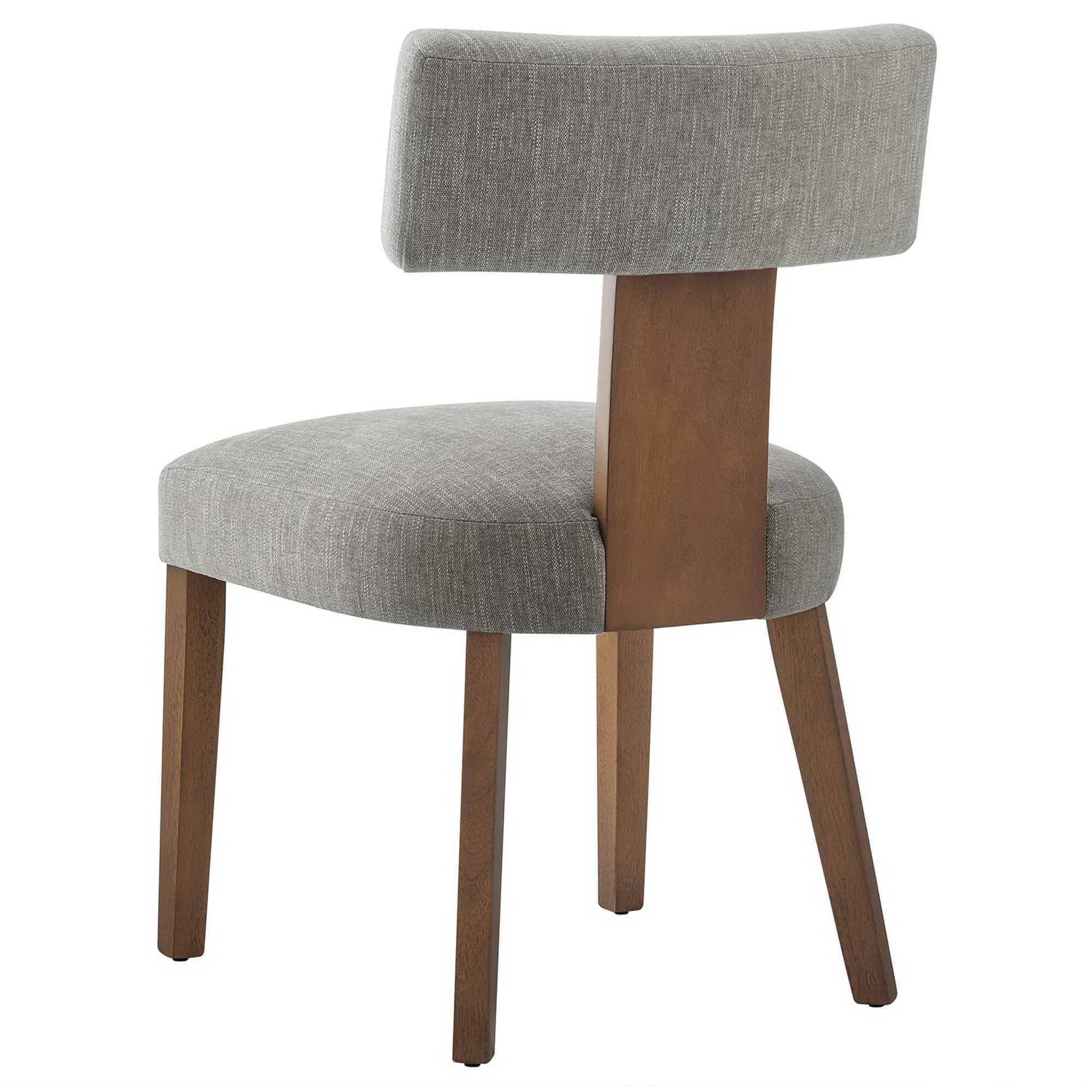 Nalani Fabric Upholstered Dining Chairs Set of 2, Heathered Weave Wheat Deep Brown