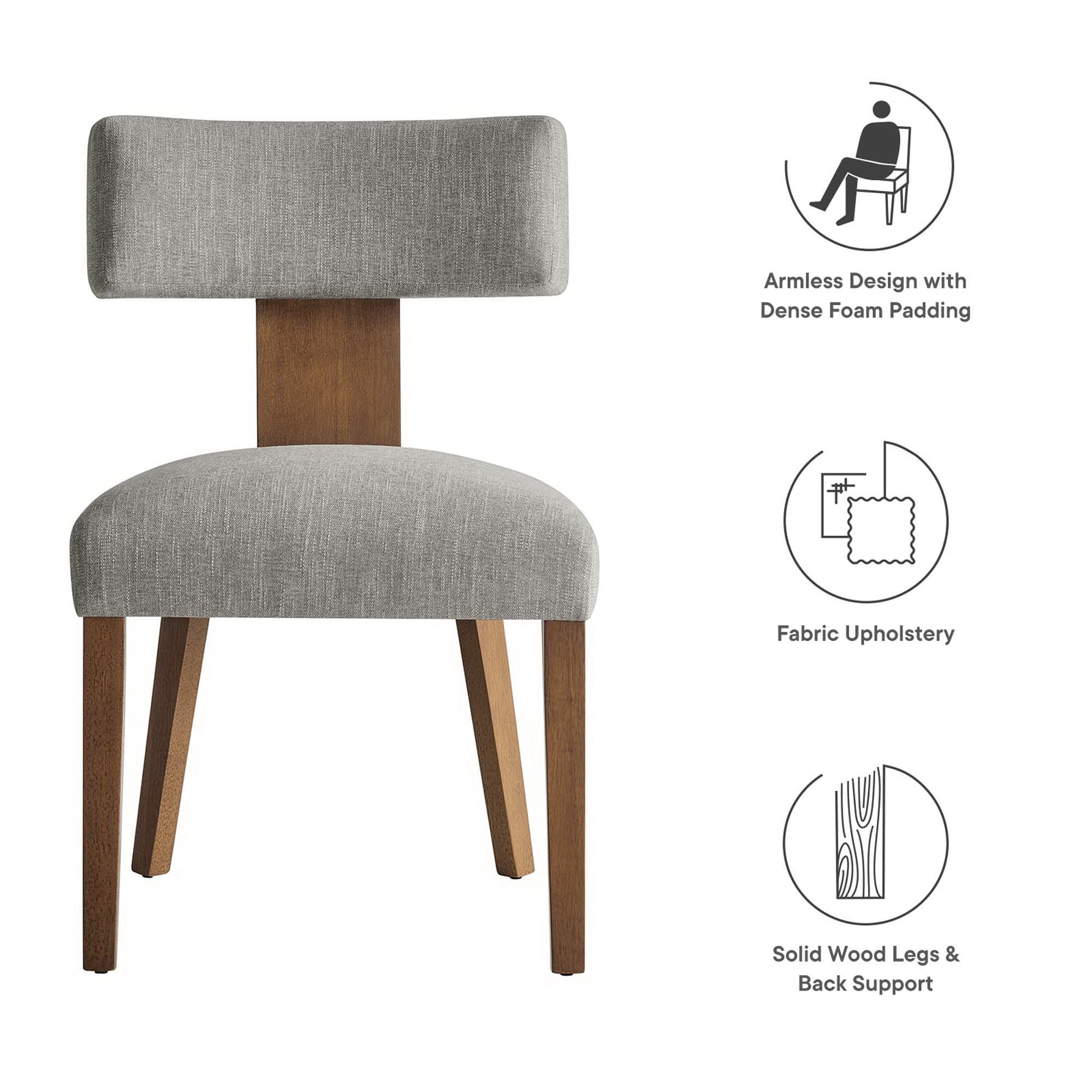 Nalani Fabric Upholstered Dining Chairs Set of 2, Heathered Weave Wheat Deep Brown