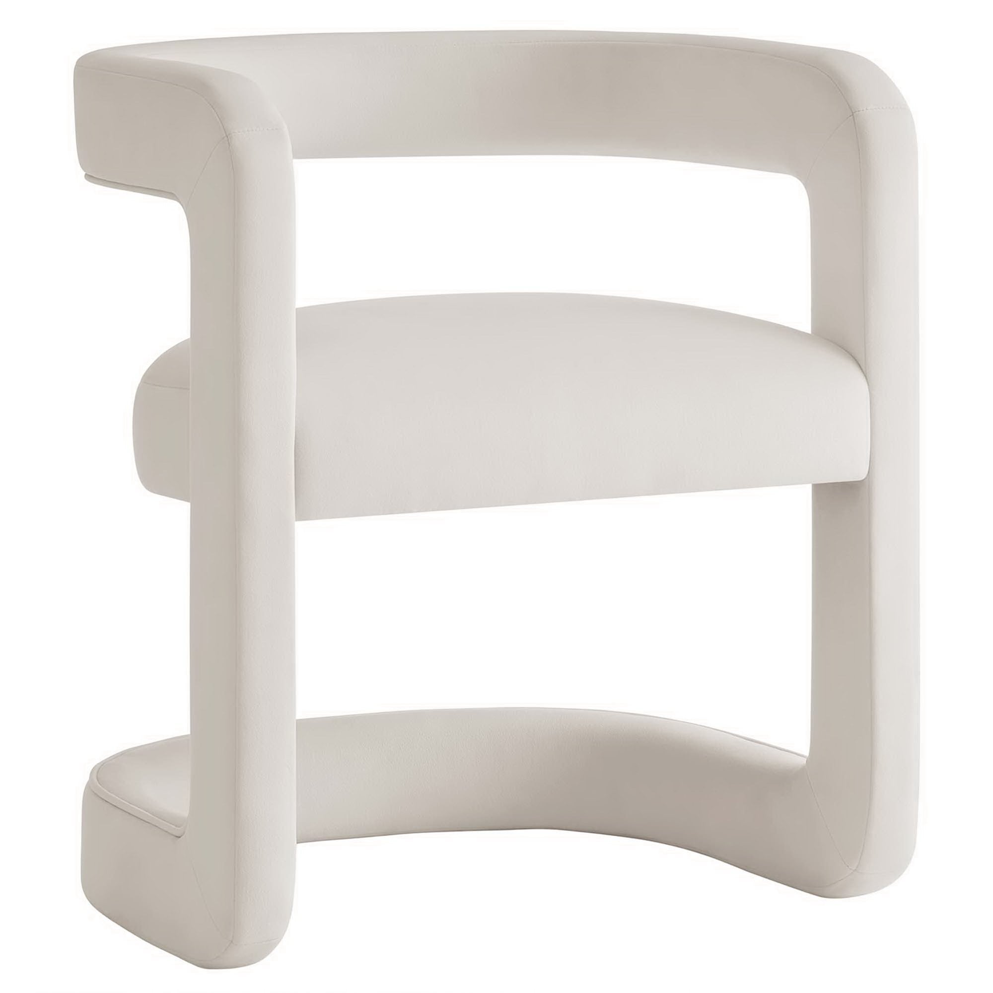 Winslow Barrel Performance Velvet Dining Chair, Alabaster