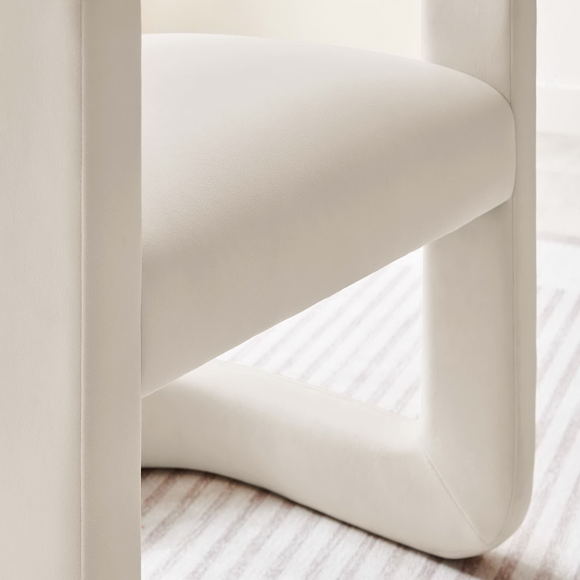 Winslow Barrel Performance Velvet Dining Chair, Alabaster