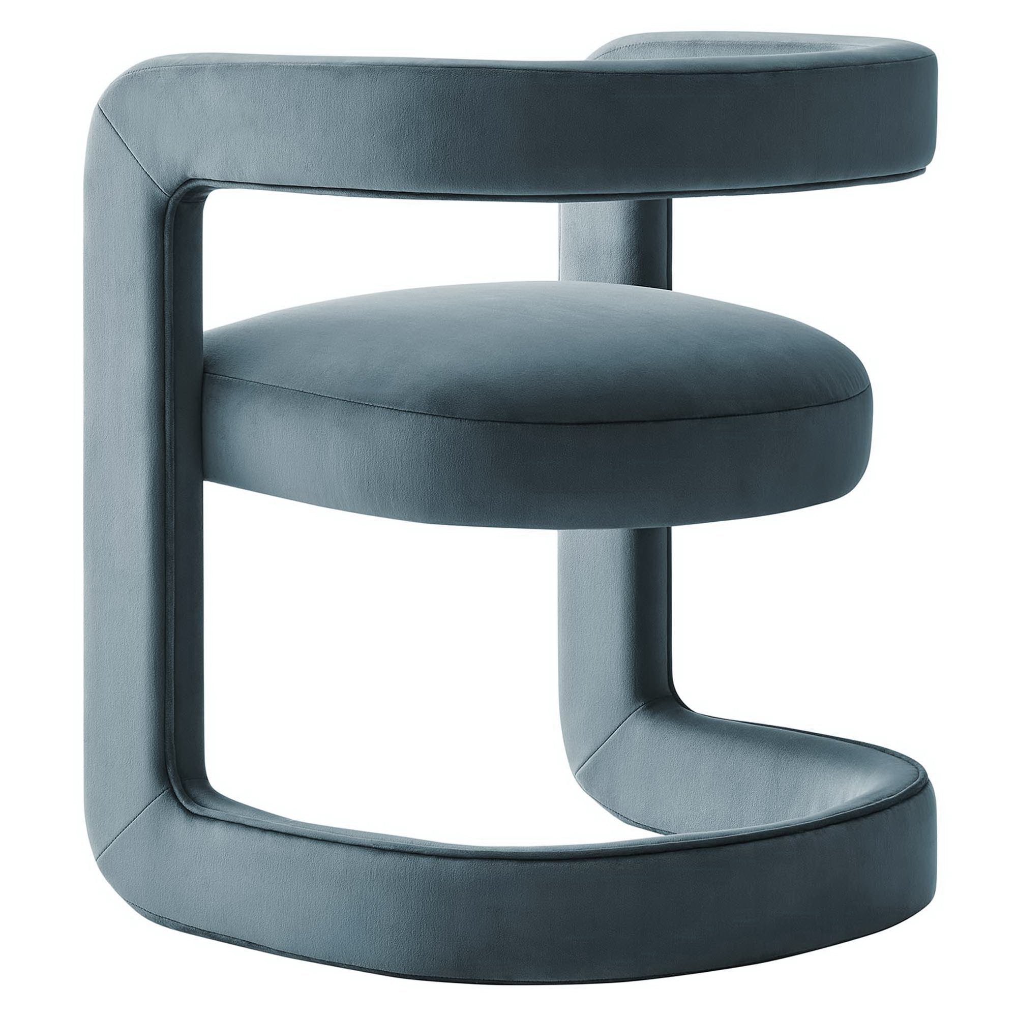 Winslow Barrel Performance Velvet Dining Chair, Cadet Blue