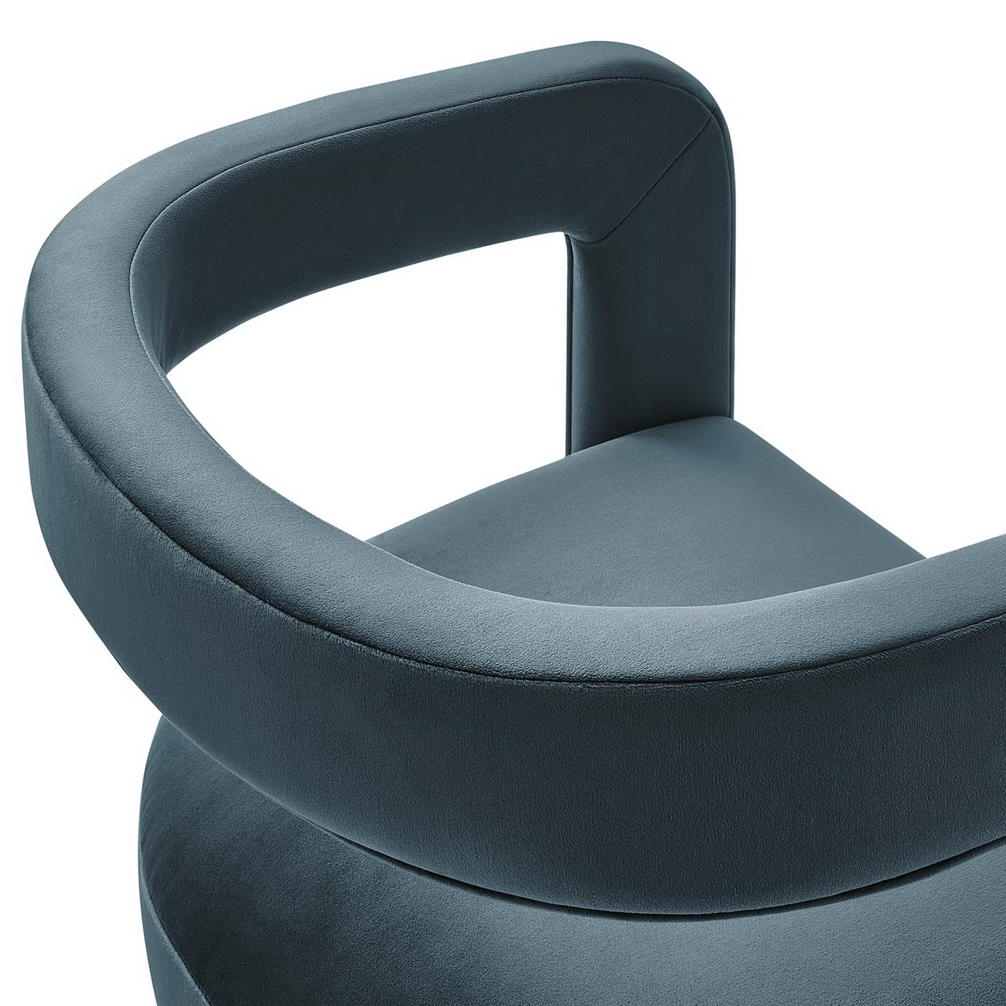 Winslow Barrel Performance Velvet Dining Chair, Cadet Blue