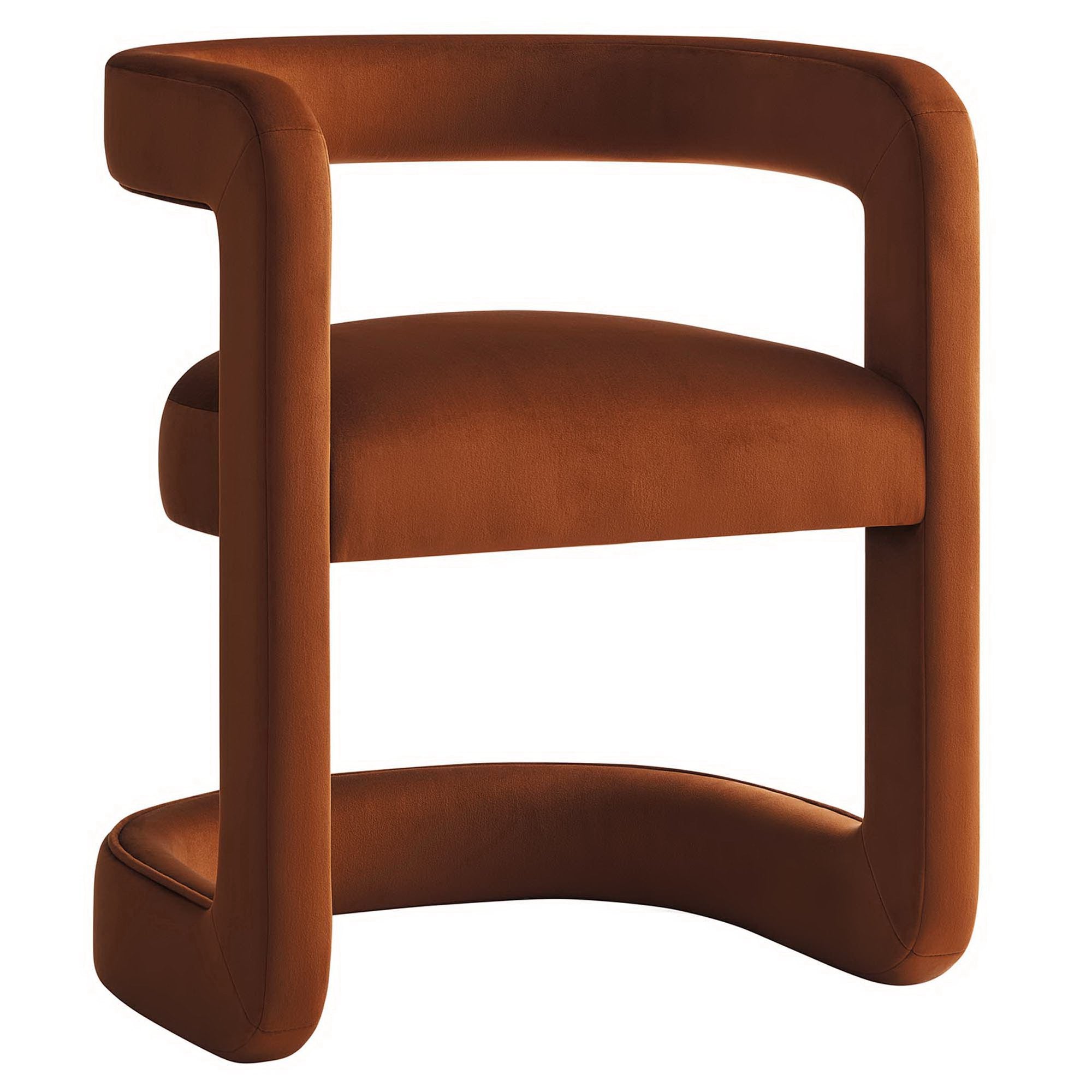 Winslow Performance Velvet Barrel Accent Chair, Rust