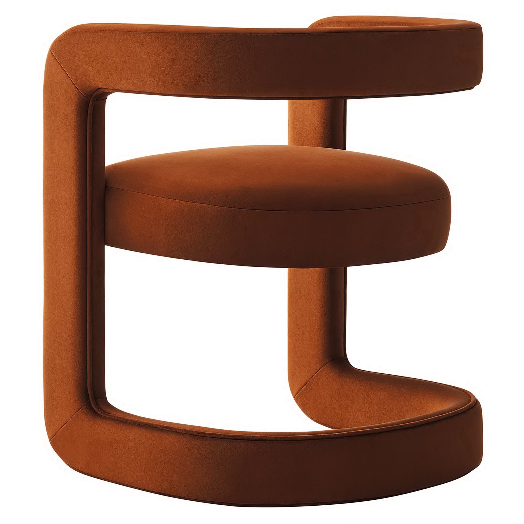 Winslow Barrel Performance Velvet Dining Chair, Rust