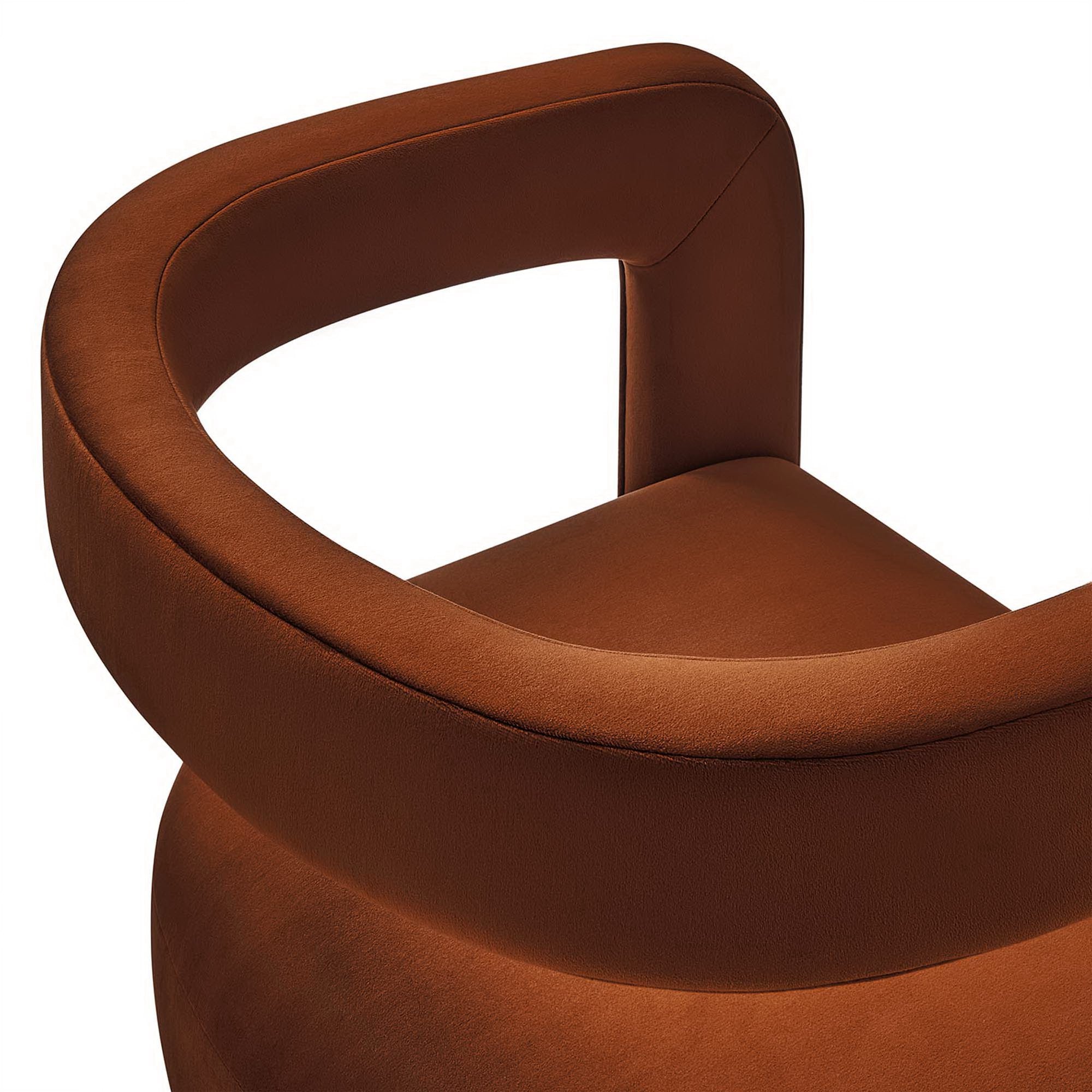 Winslow Performance Velvet Barrel Accent Chair, Rust
