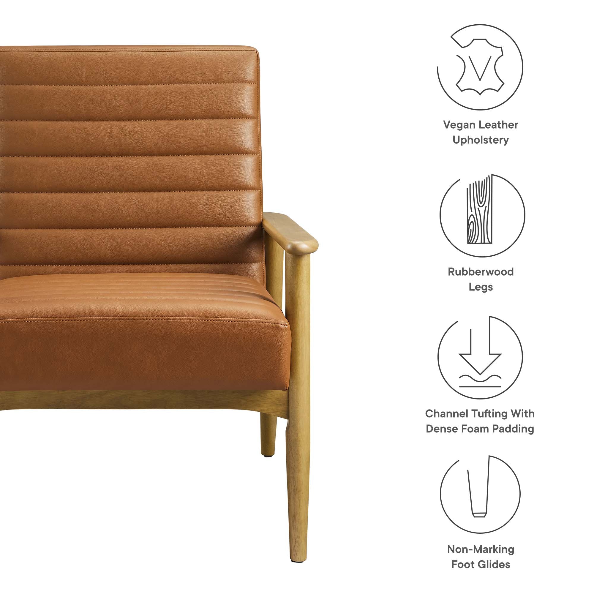 Jensen Vegan Leather Accent Chair, French Oak Tan