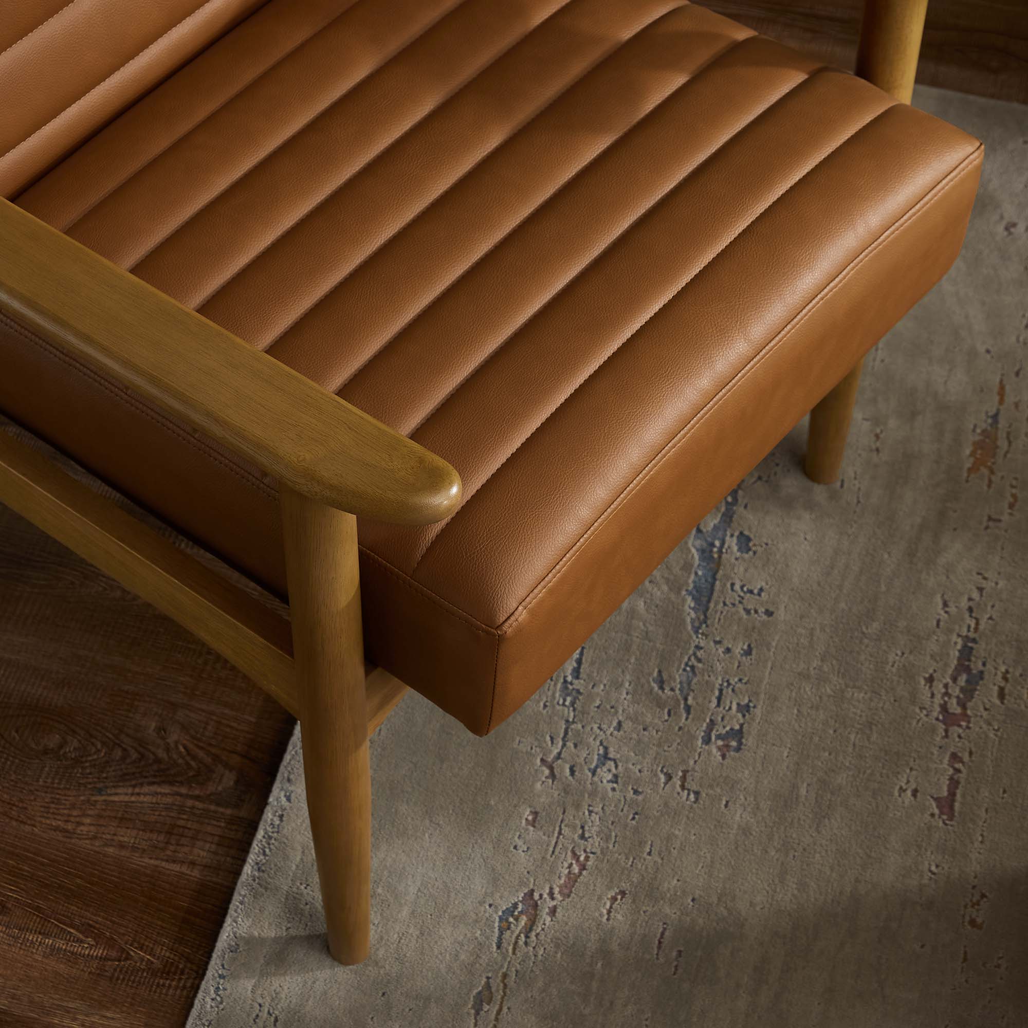 Jensen Vegan Leather Accent Chair, French Oak Tan