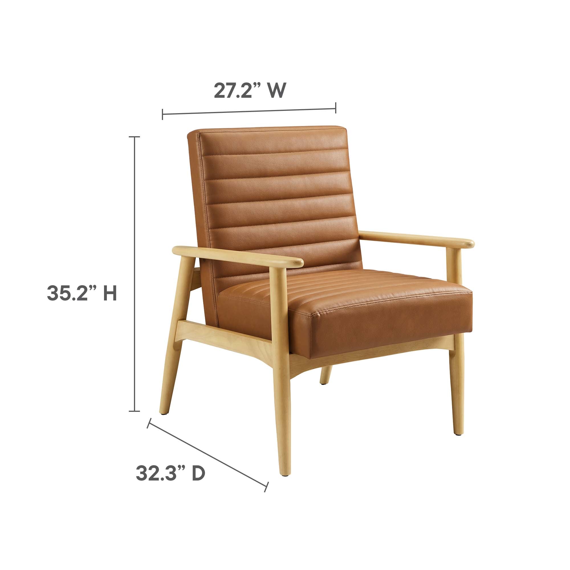 Jensen Vegan Leather Accent Chair, Natural Tan