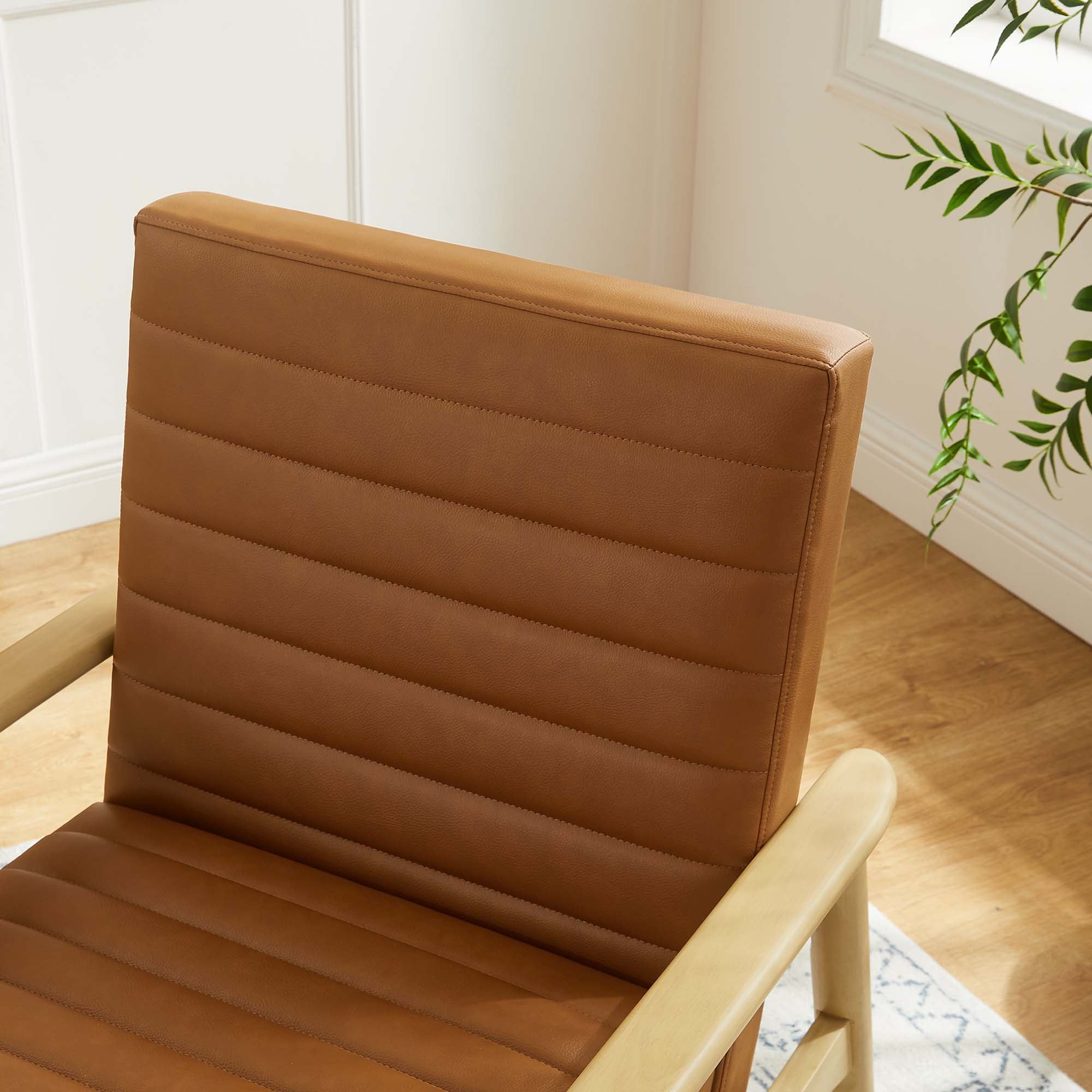 Jensen Vegan Leather Accent Chair, Natural Tan