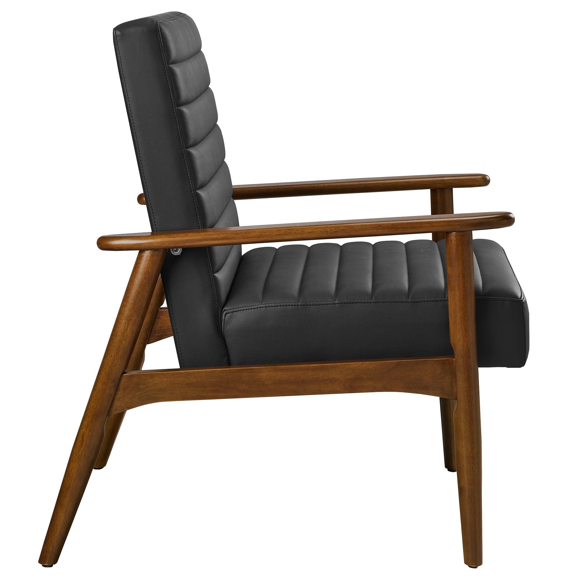 Jensen Vegan Leather Accent Chair, Walnut Black