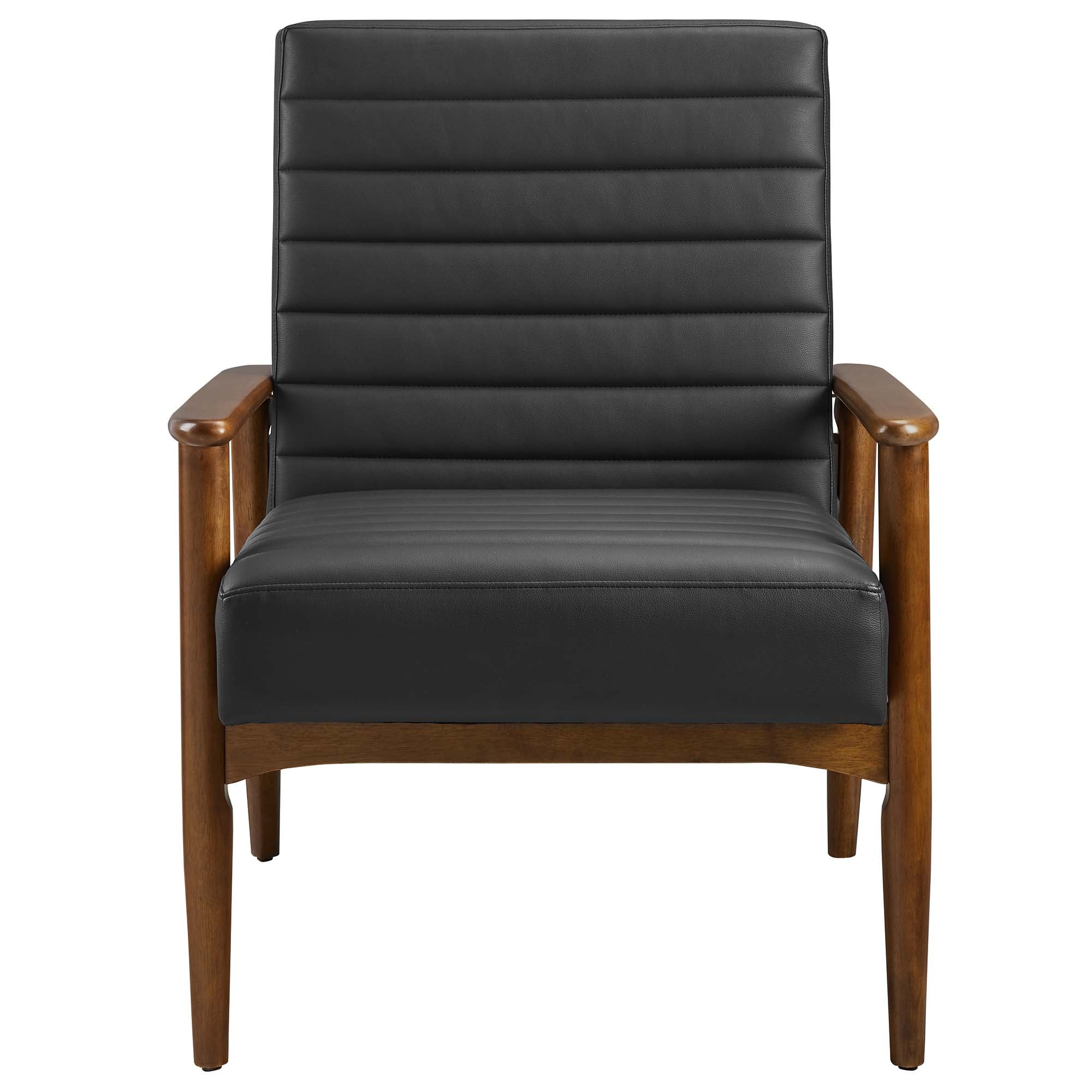 Jensen Vegan Leather Accent Chair, Walnut Black