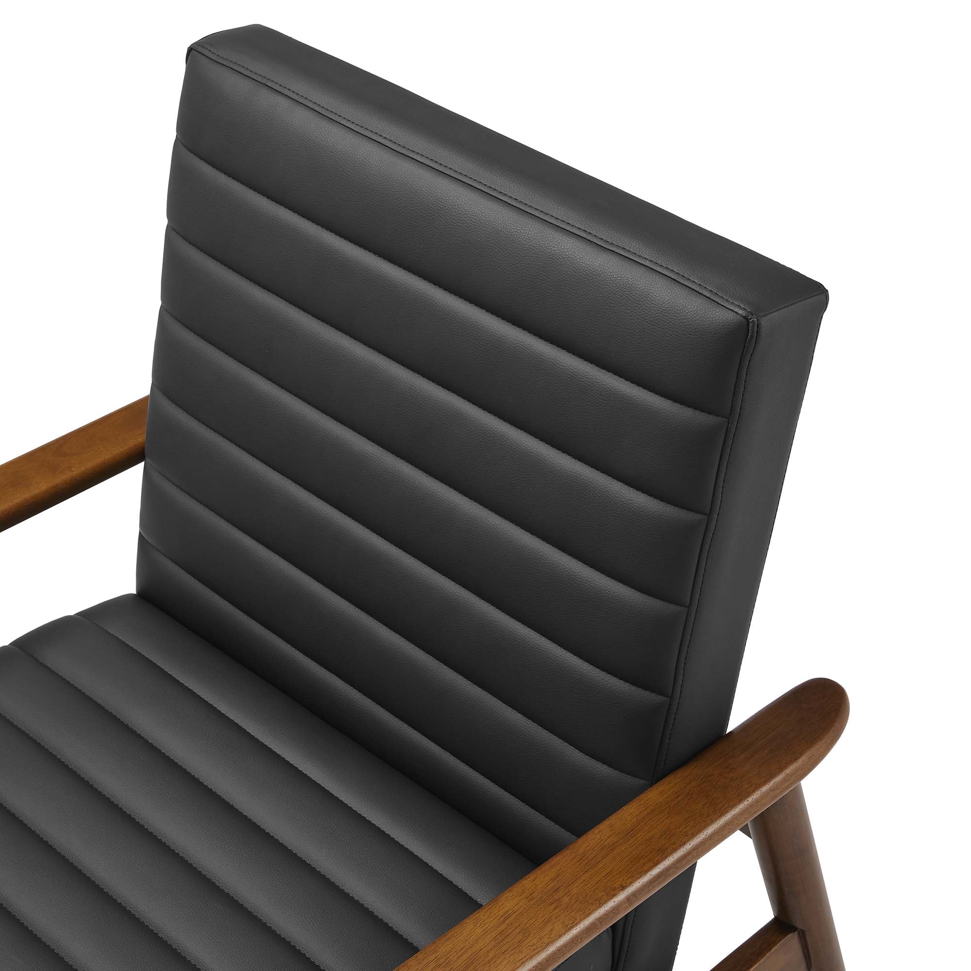 Jensen Vegan Leather Accent Chair, Walnut Black