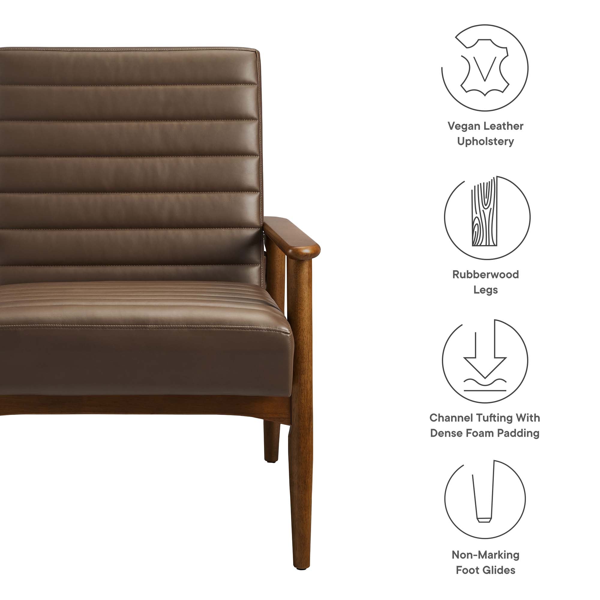 Jensen Vegan Leather Accent Chair, Walnut Brown