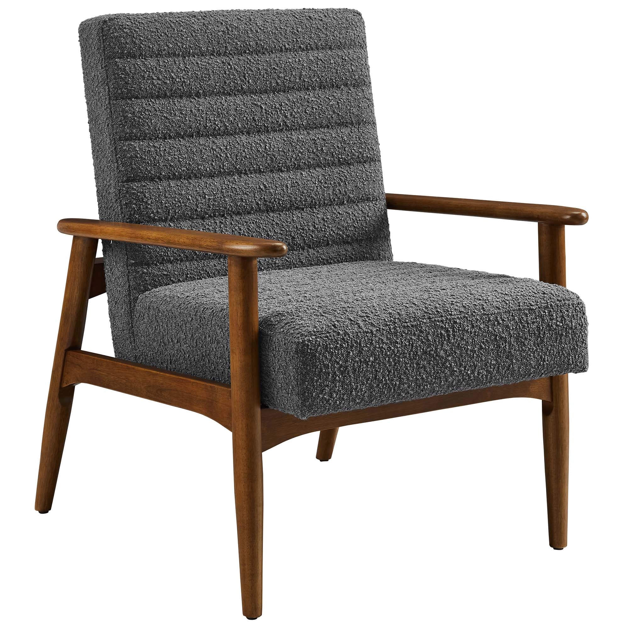 Jensen Boucle Fabric Accent Chair, Walnut Charcoal