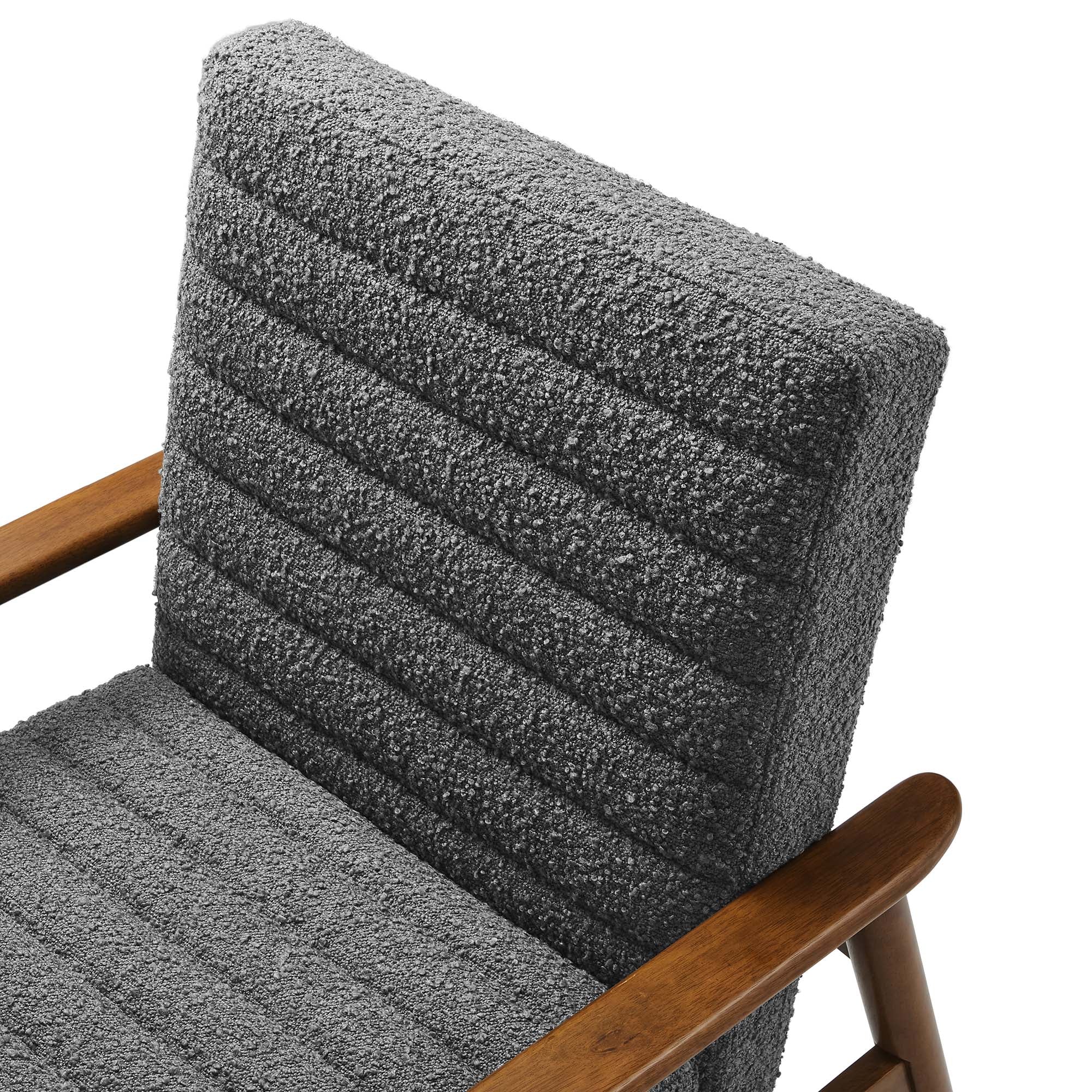 Jensen Boucle Fabric Accent Chair, Walnut Charcoal