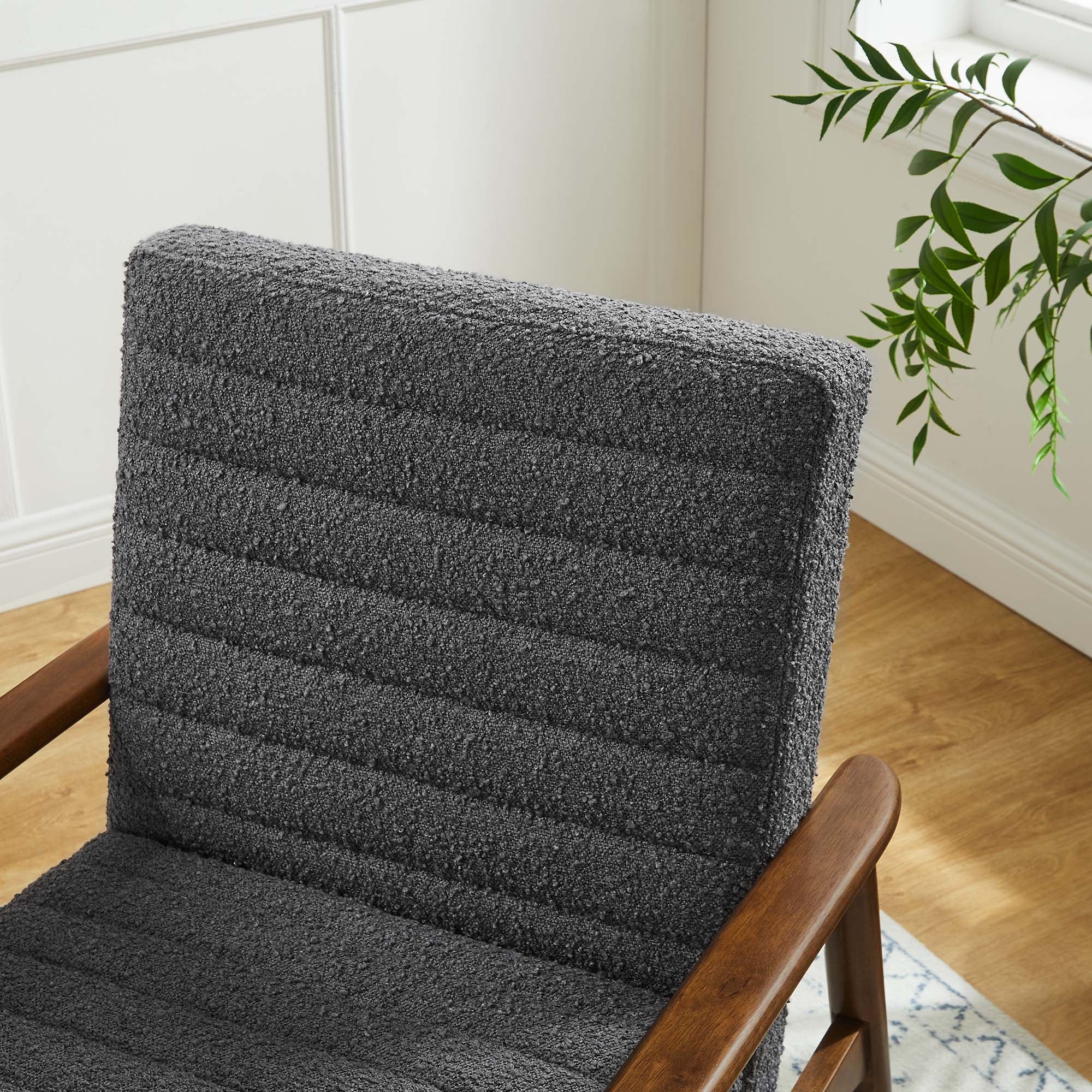 Jensen Boucle Fabric Accent Chair, Walnut Charcoal