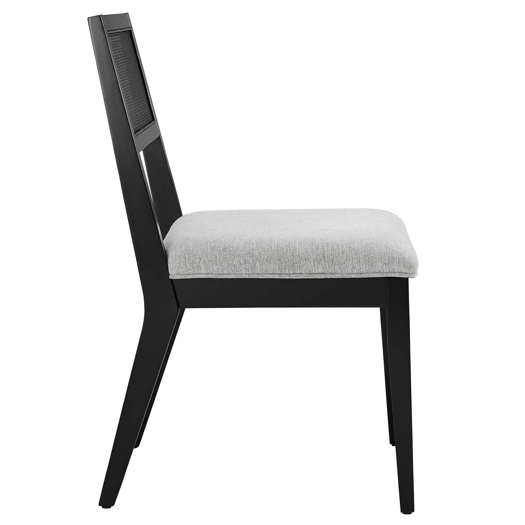 Nimba Faux Rattan Fabric Dining Chairs Set of 2, Heathered Weave Light Gray