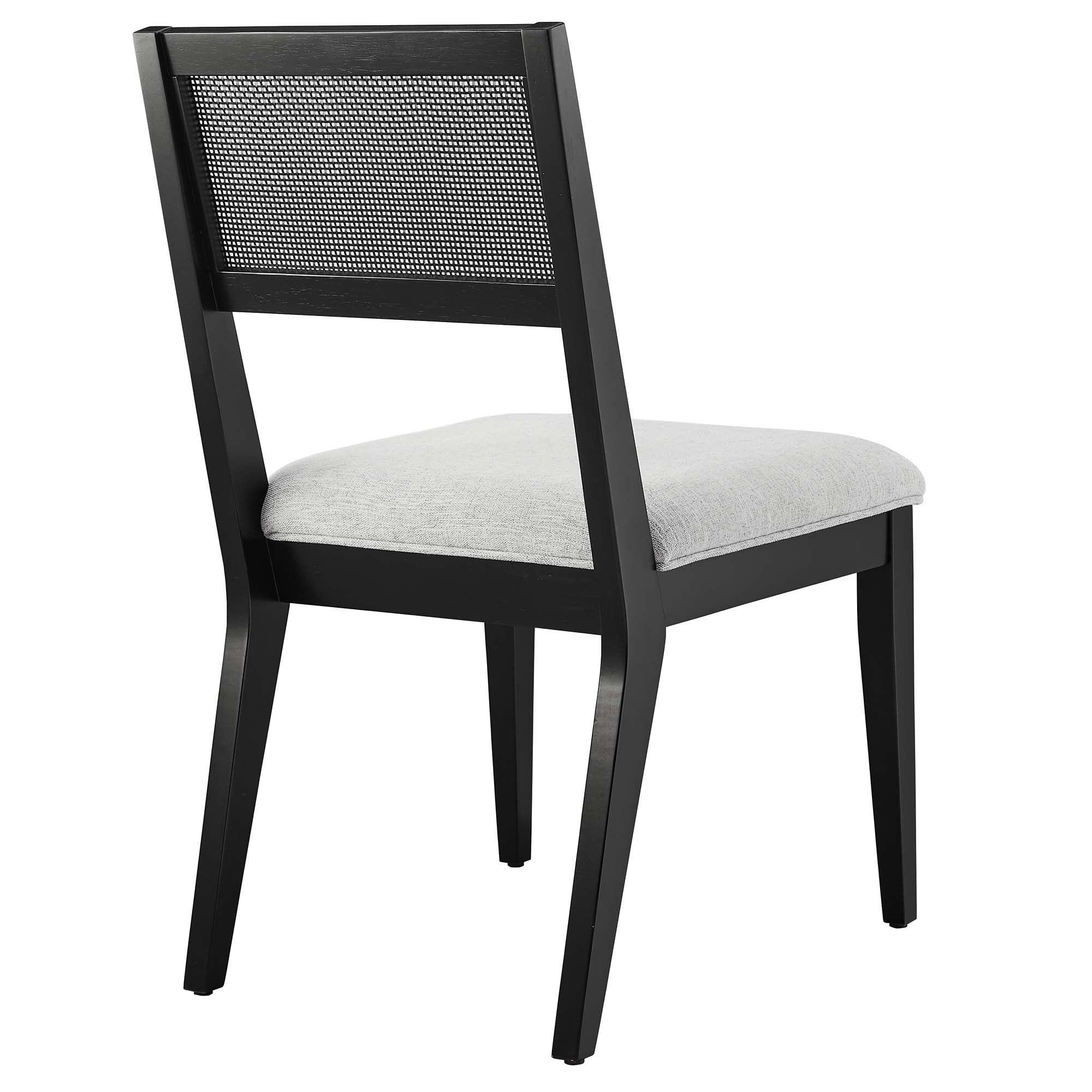 Nimba Faux Rattan Fabric Dining Chairs Set of 2, Heathered Weave Light Gray