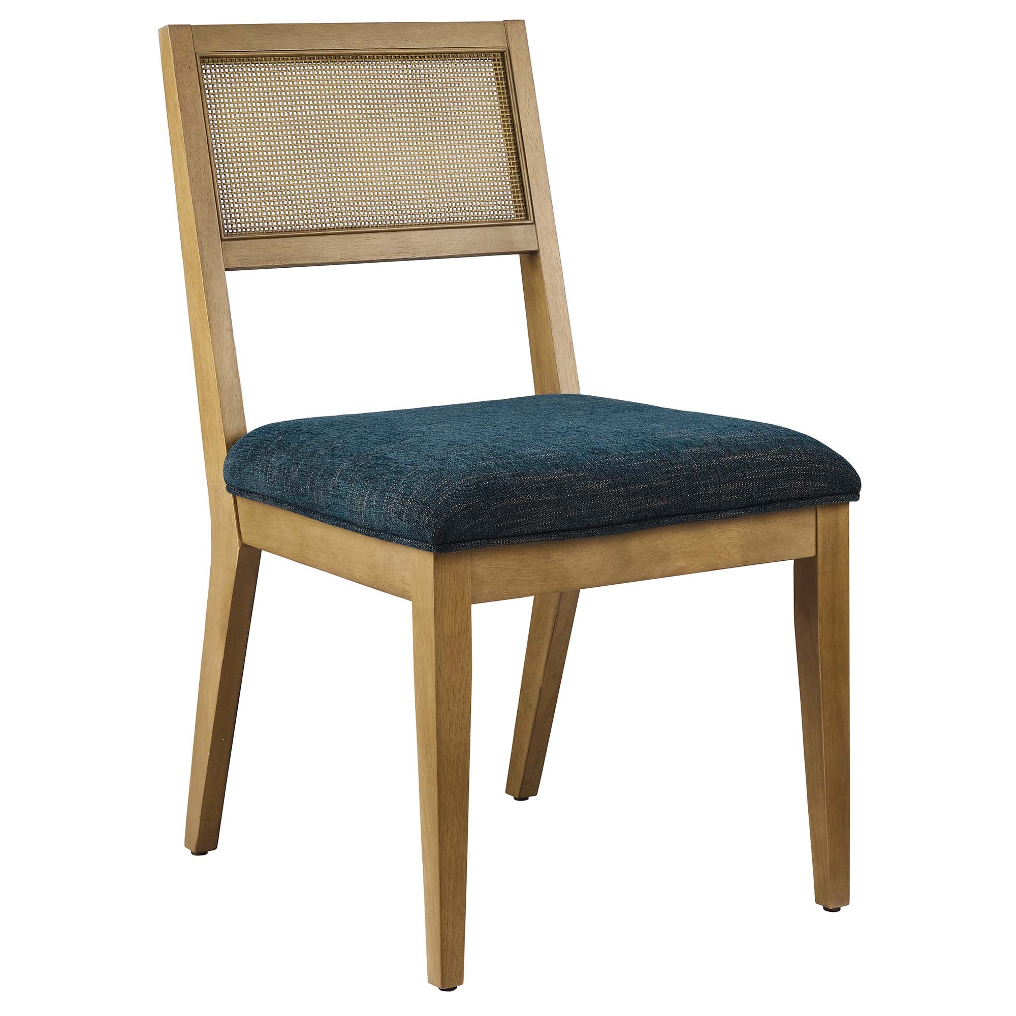 Nimba Faux Rattan Fabric Dining Chairs Set of 2, Heathered Weave Azure