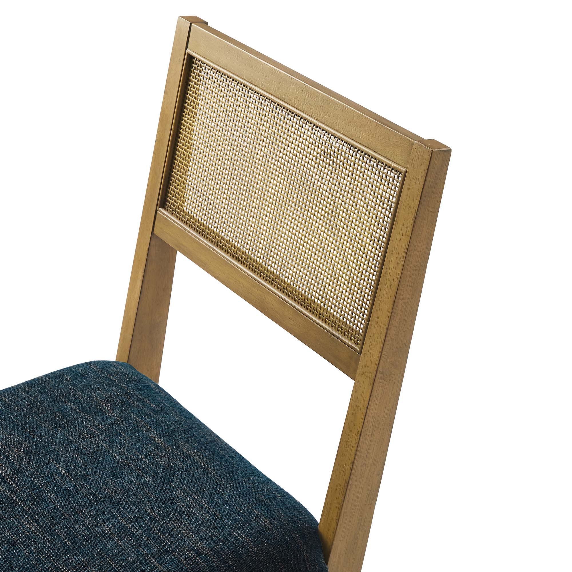 Nimba Faux Rattan Fabric Dining Chairs Set of 2, Heathered Weave Azure