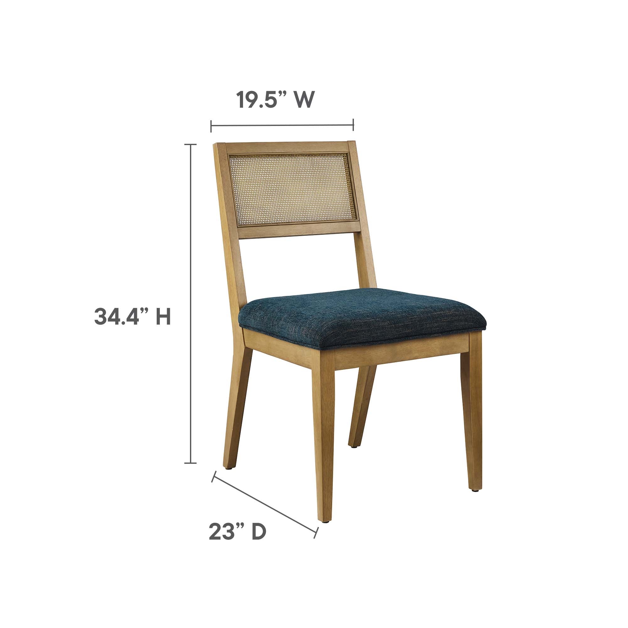 Nimba Faux Rattan Fabric Dining Chairs Set of 2, Heathered Weave Azure