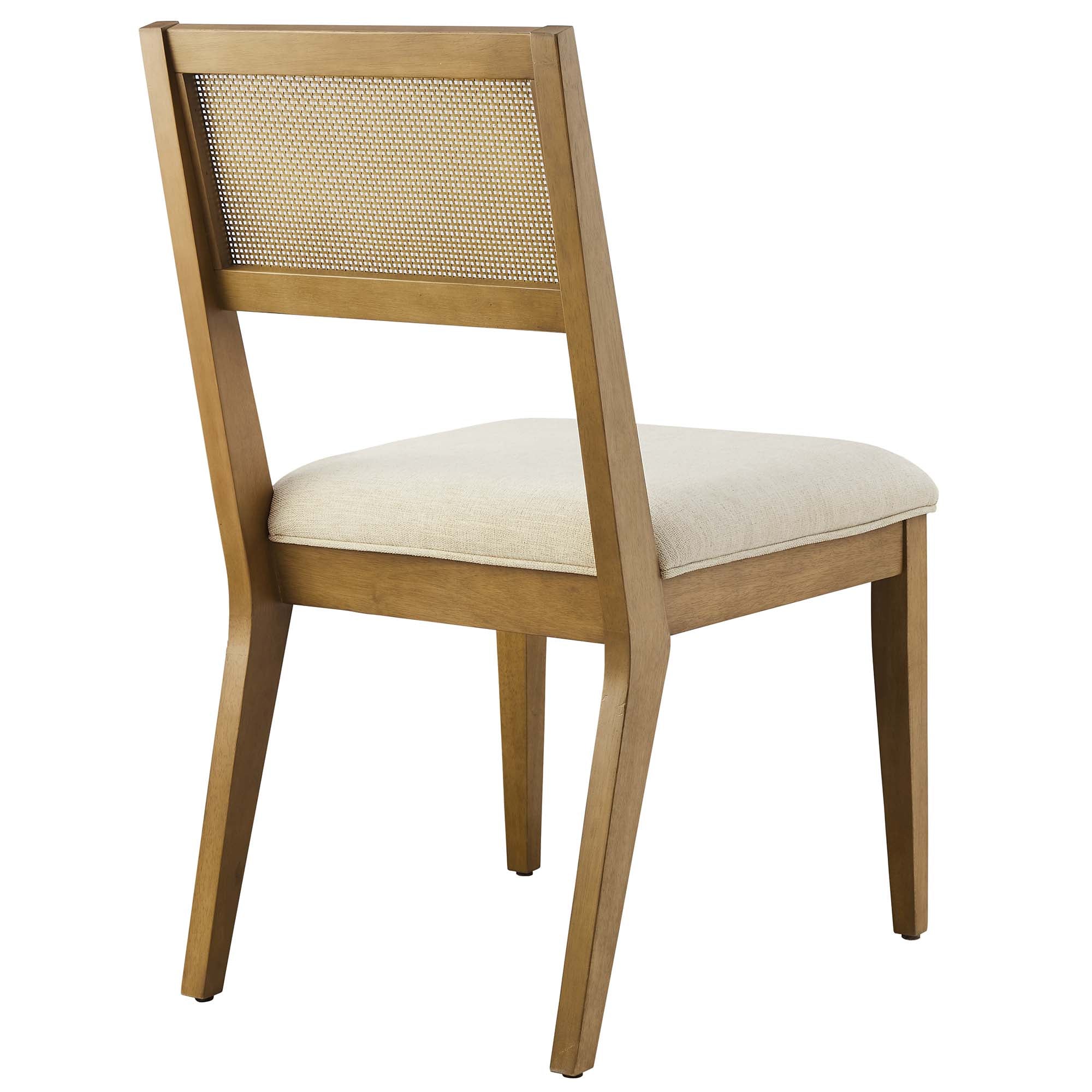 Nimba Faux Rattan Fabric Dining Chairs Set of 2, Heathered Weave Ivory
