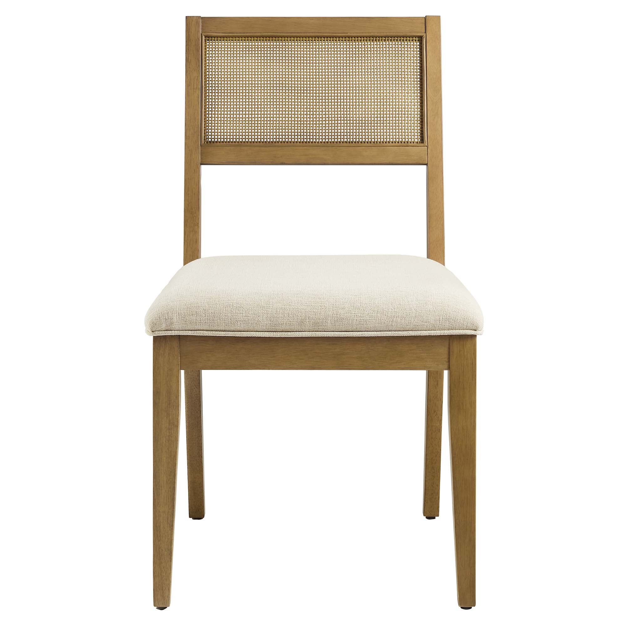 Nimba Faux Rattan Fabric Dining Chairs Set of 2, Heathered Weave Ivory