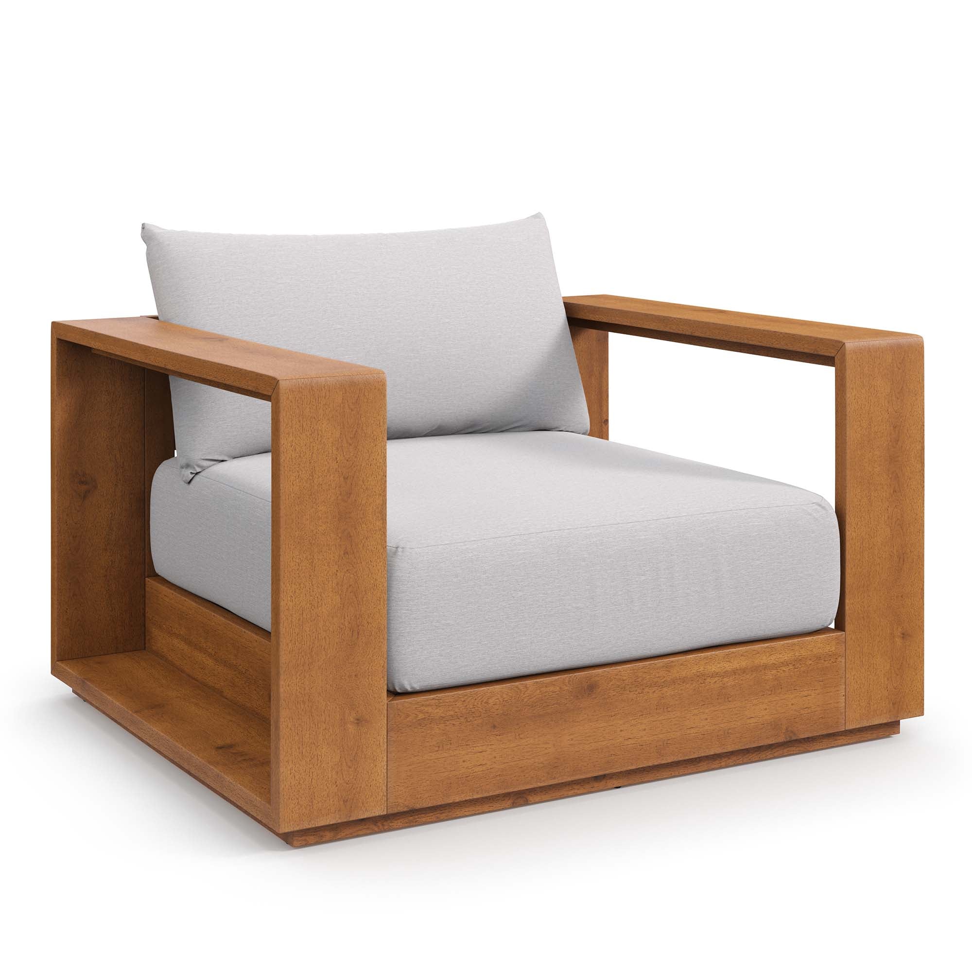 Tahoe Outdoor Patio Acacia Wood Chair, Natural Light Gray