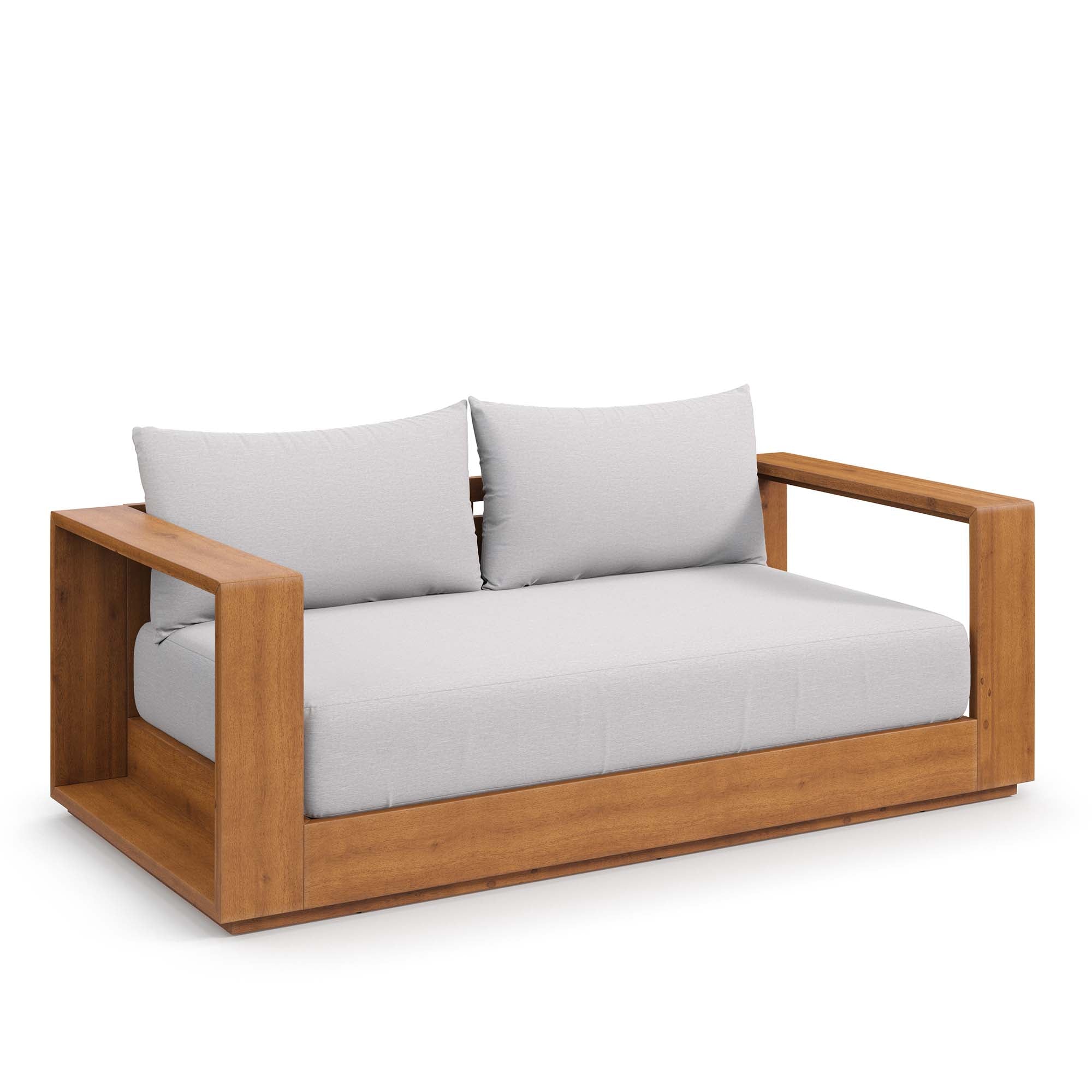 Tahoe Acacia Wood Outdoor Patio Acacia Wood Loveseat, Natural Light Gray