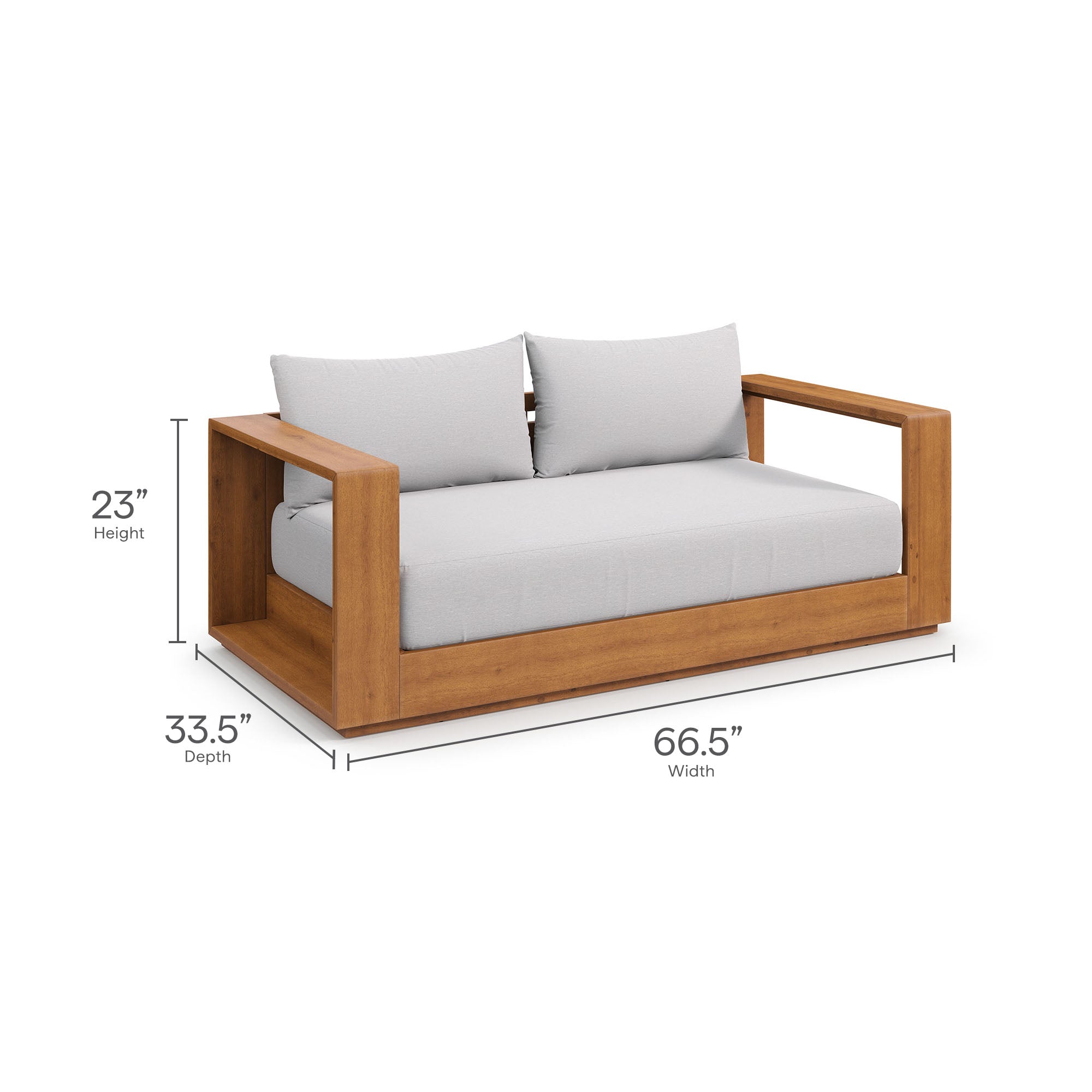 Tahoe Acacia Wood Outdoor Patio Acacia Wood Loveseat, Natural Light Gray