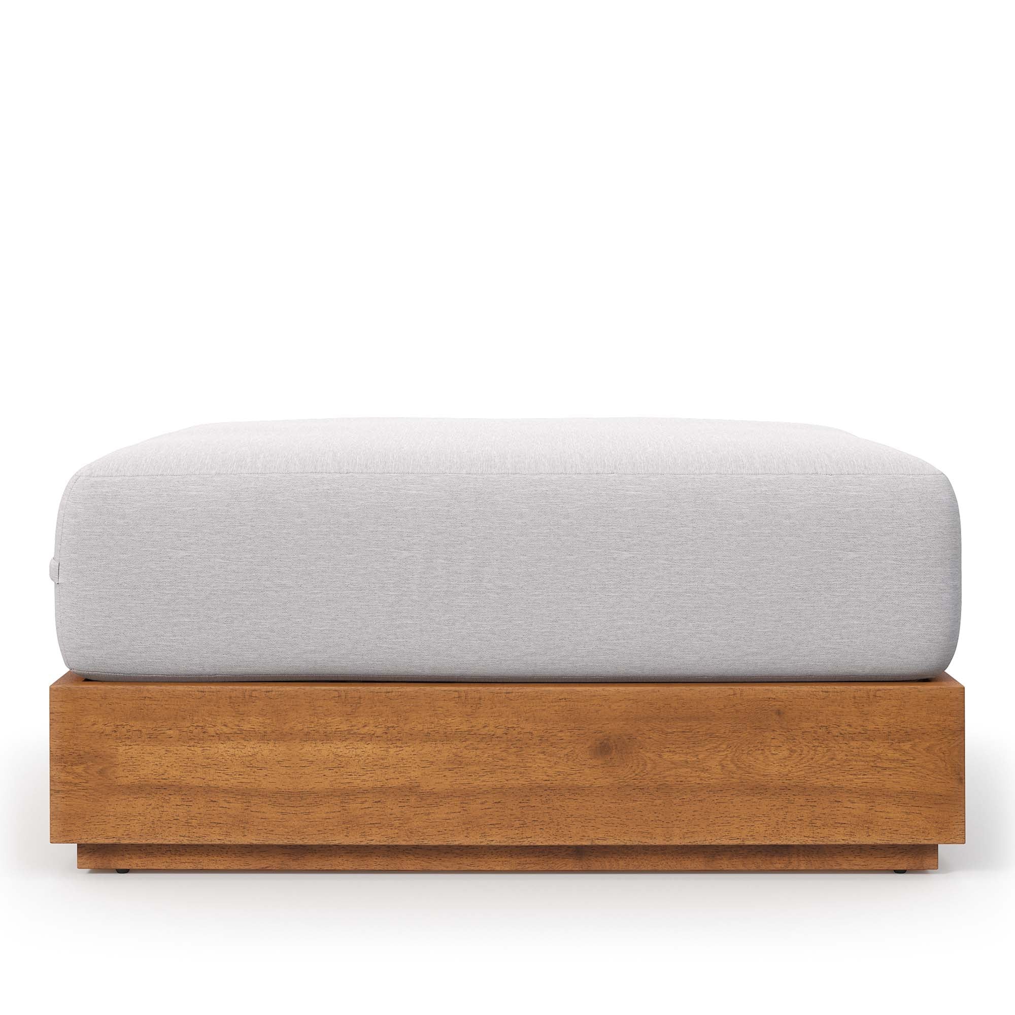 Tahoe Outdoor Patio Acacia Wood Ottoman, Natural Light Gray