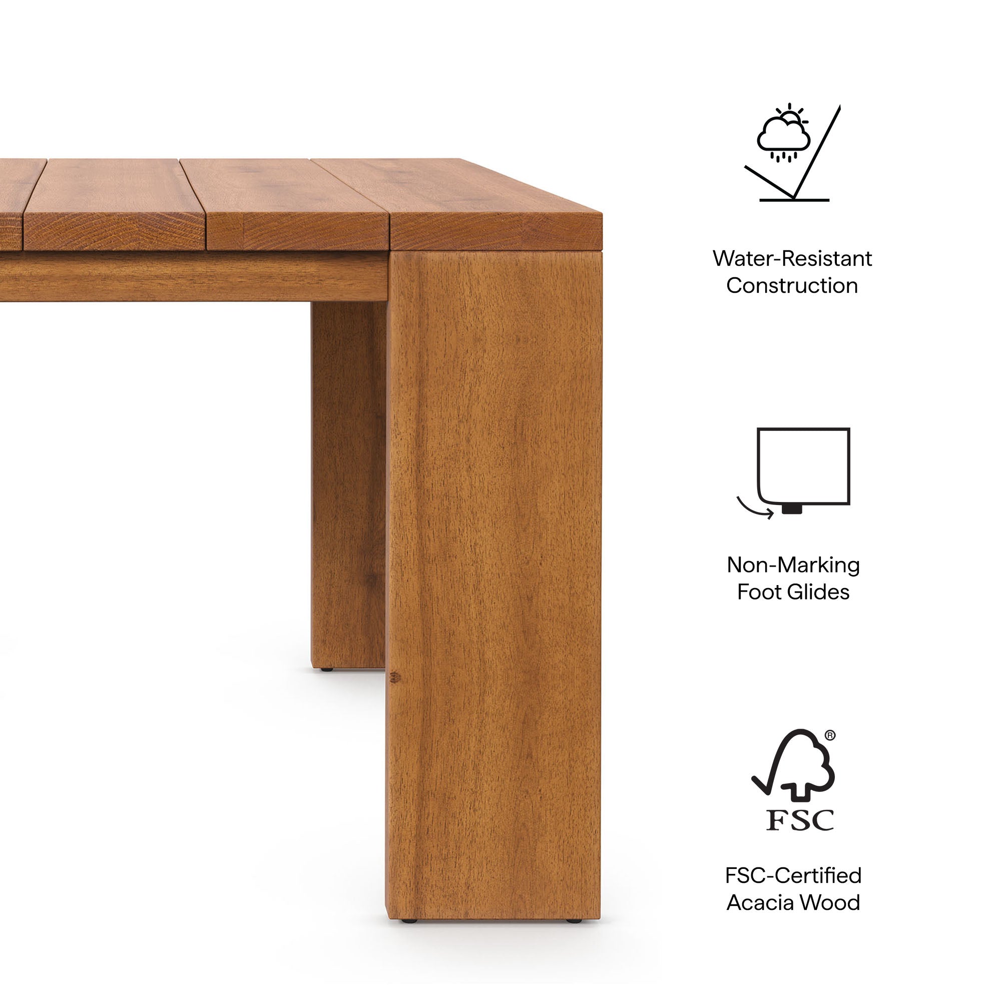 Tahoe Outdoor Patio Acacia Wood Side Table, Natural