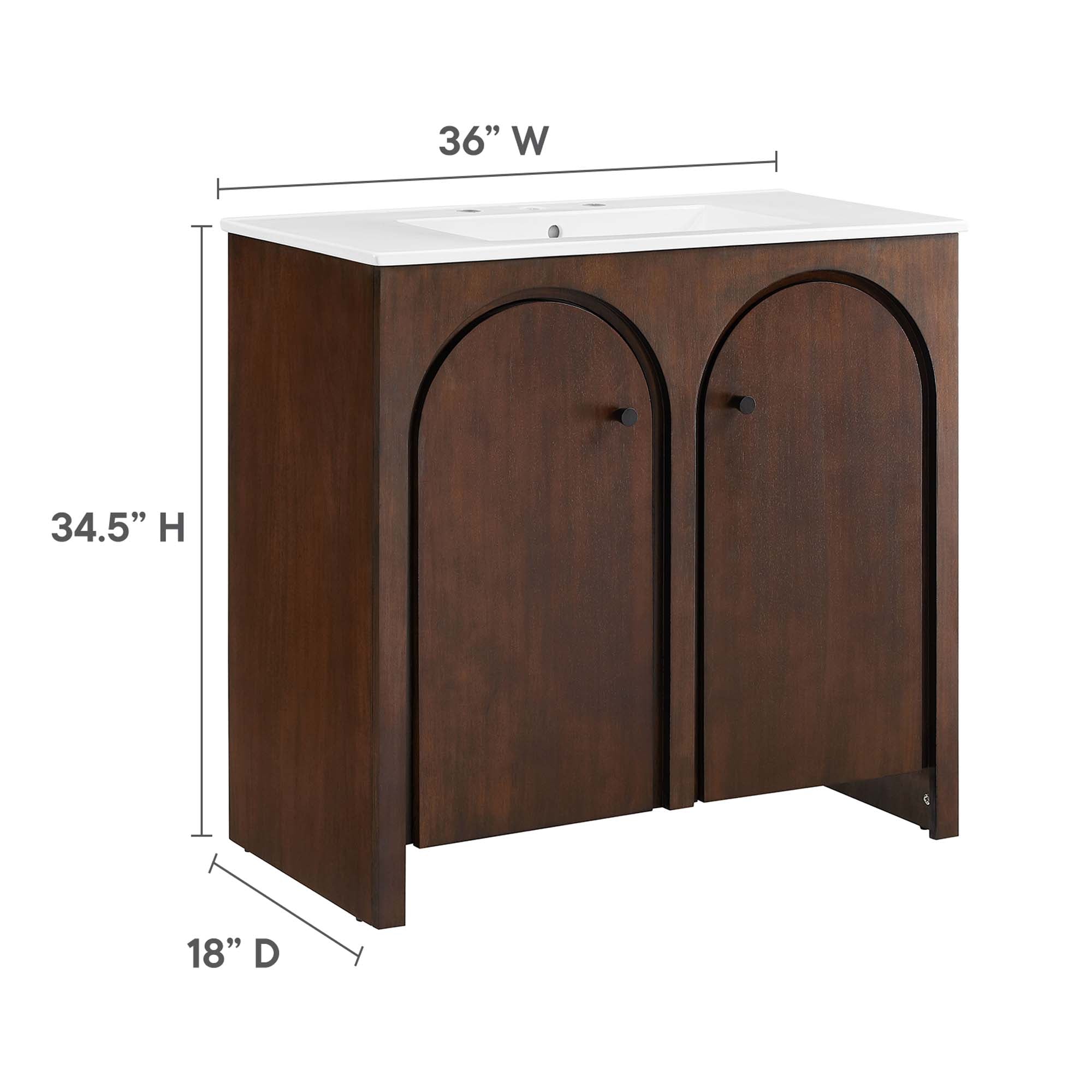 Appia 36" Bathroom Vanity, Walnut White