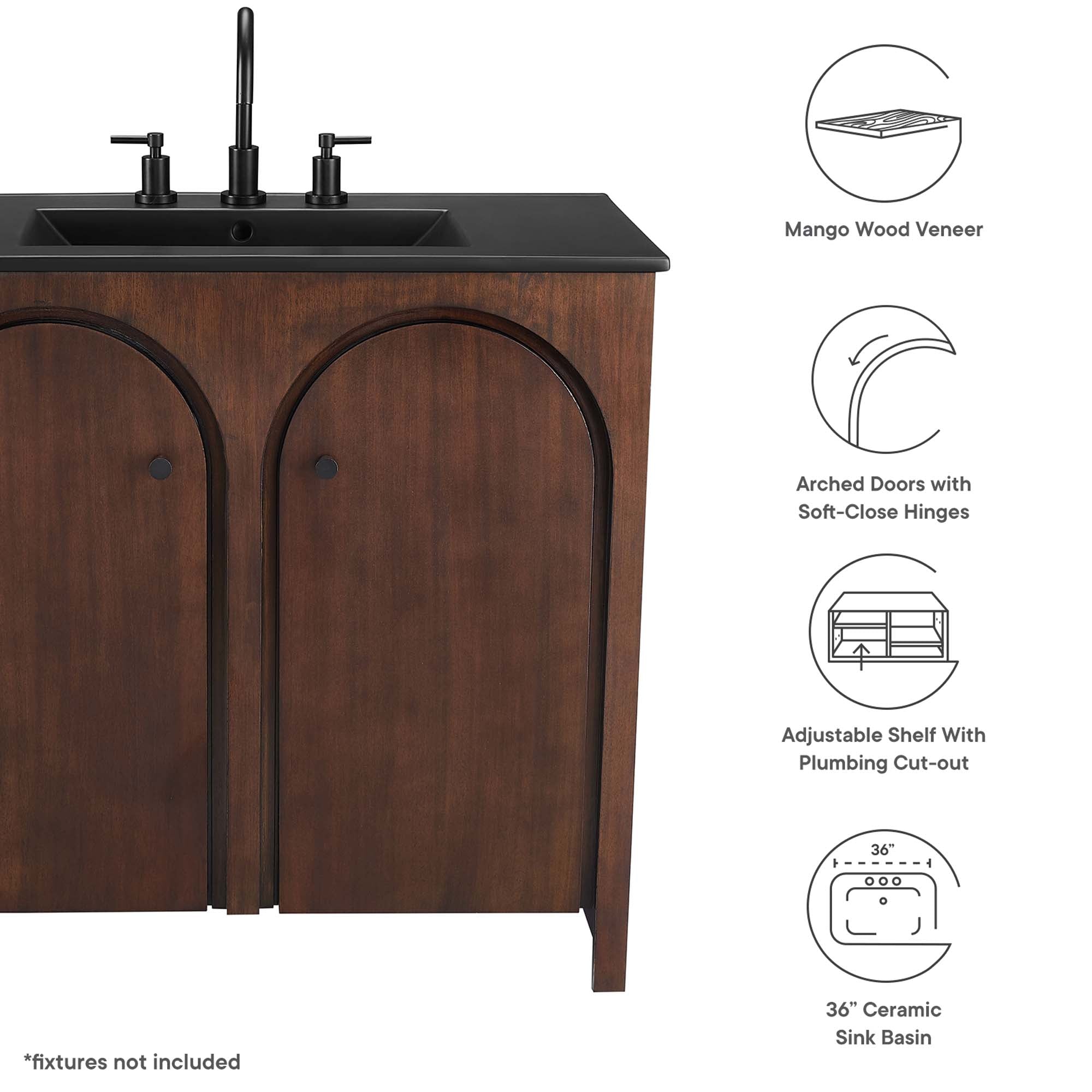 Appia 36" Bathroom Vanity, Walnut Black