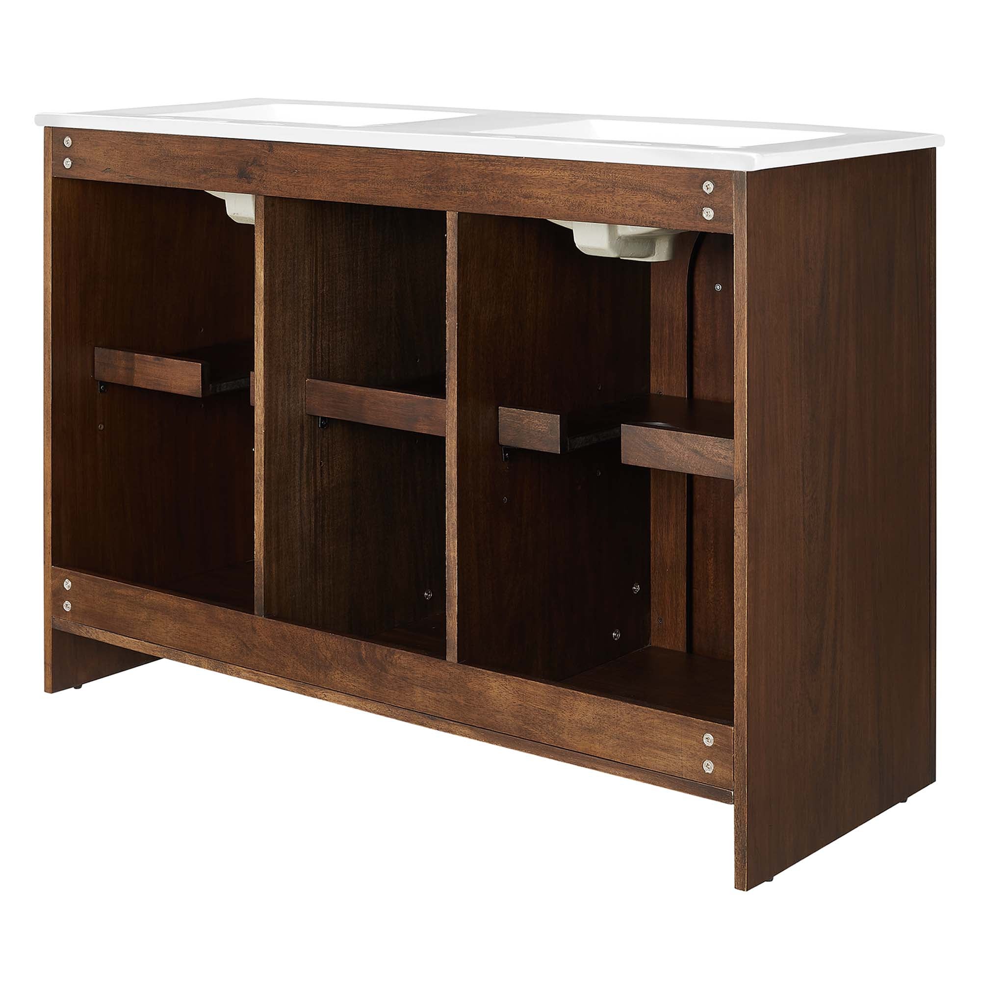 Appia 48" Double Sink Bathroom Vanity, Walnut White