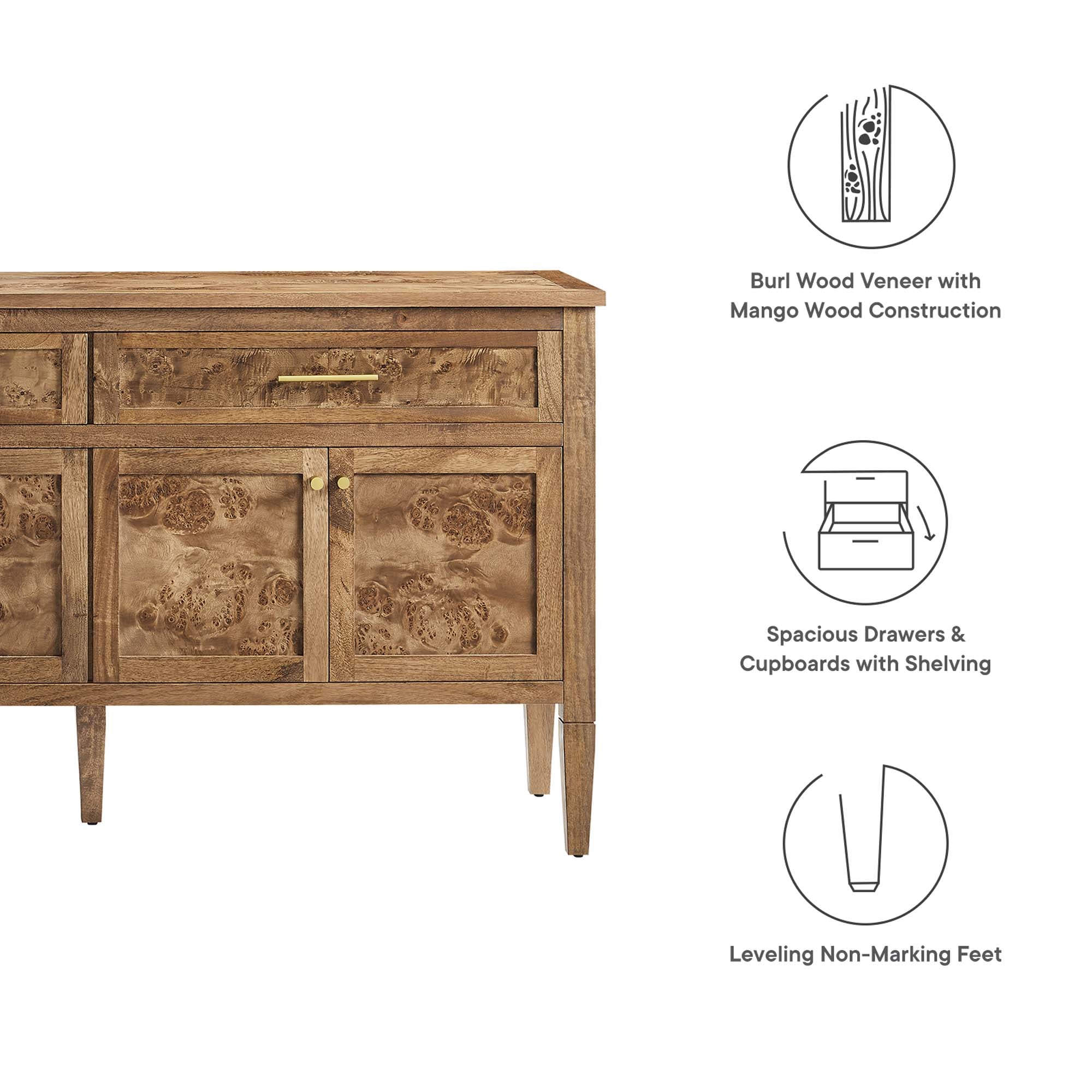 Elysian 62" Wood Sideboard, Brown