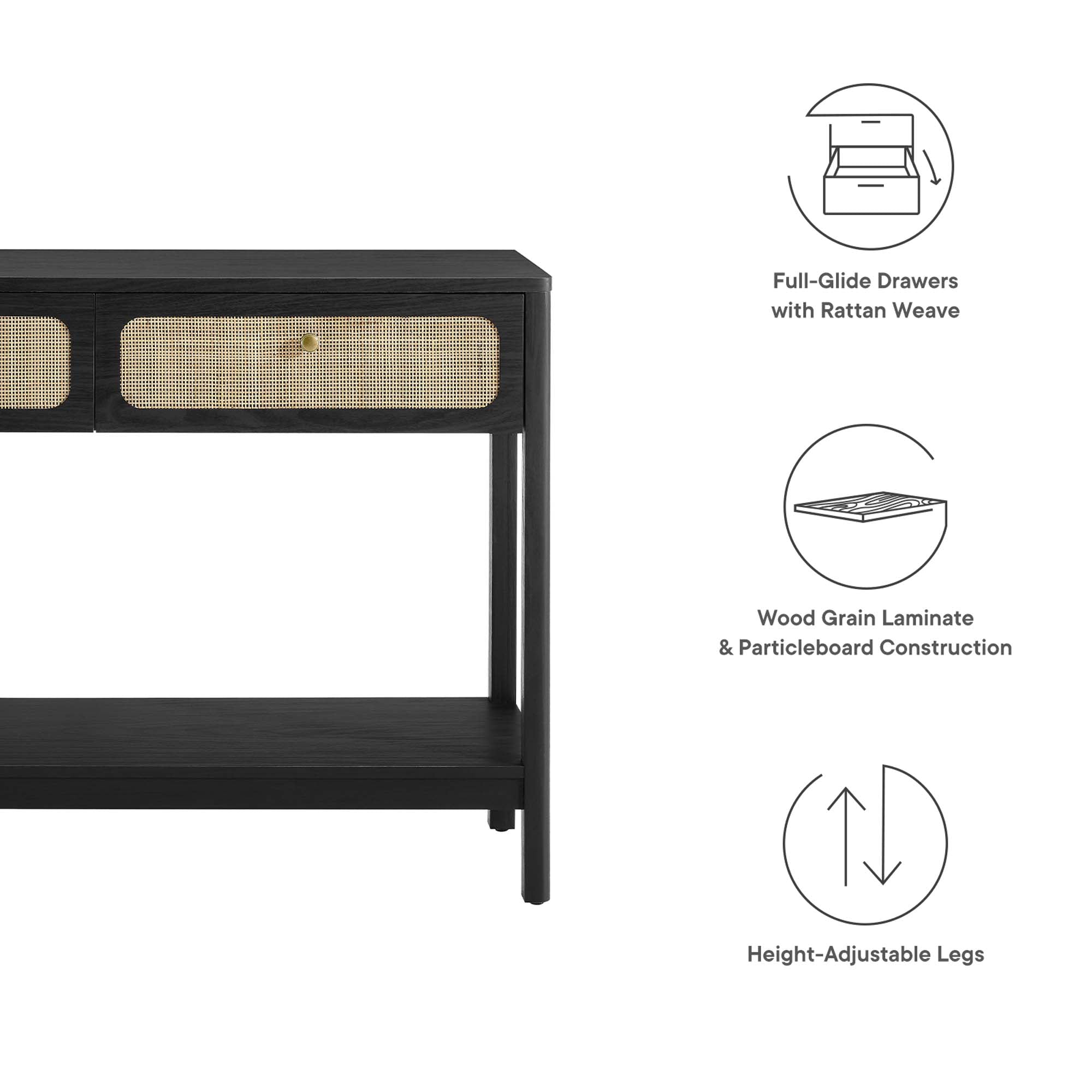 Chaucer Wood Entryway Console Table, Black