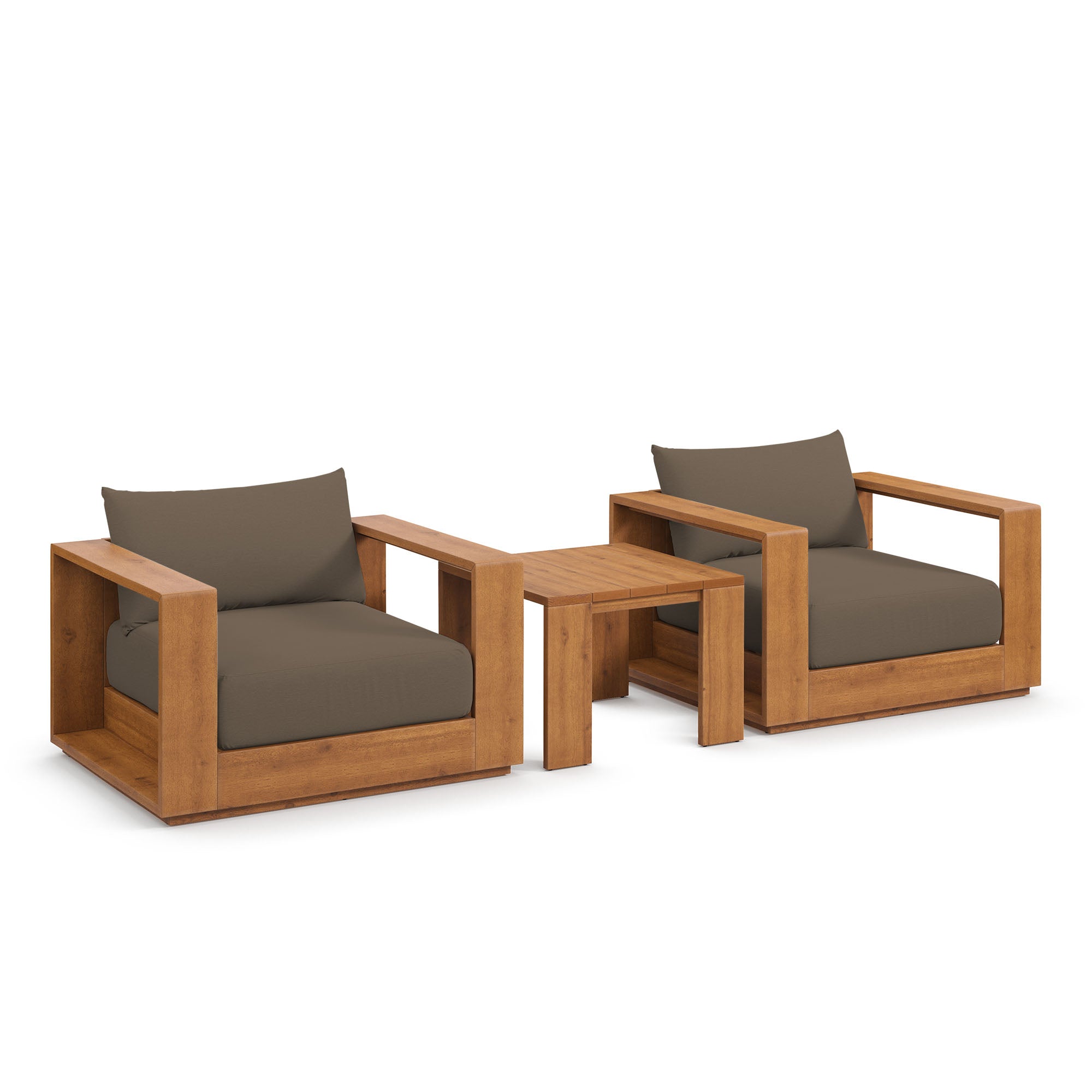 Tahoe 3-Piece Outdoor Patio Acacia Wood Furniture Set, Natural Cocoa