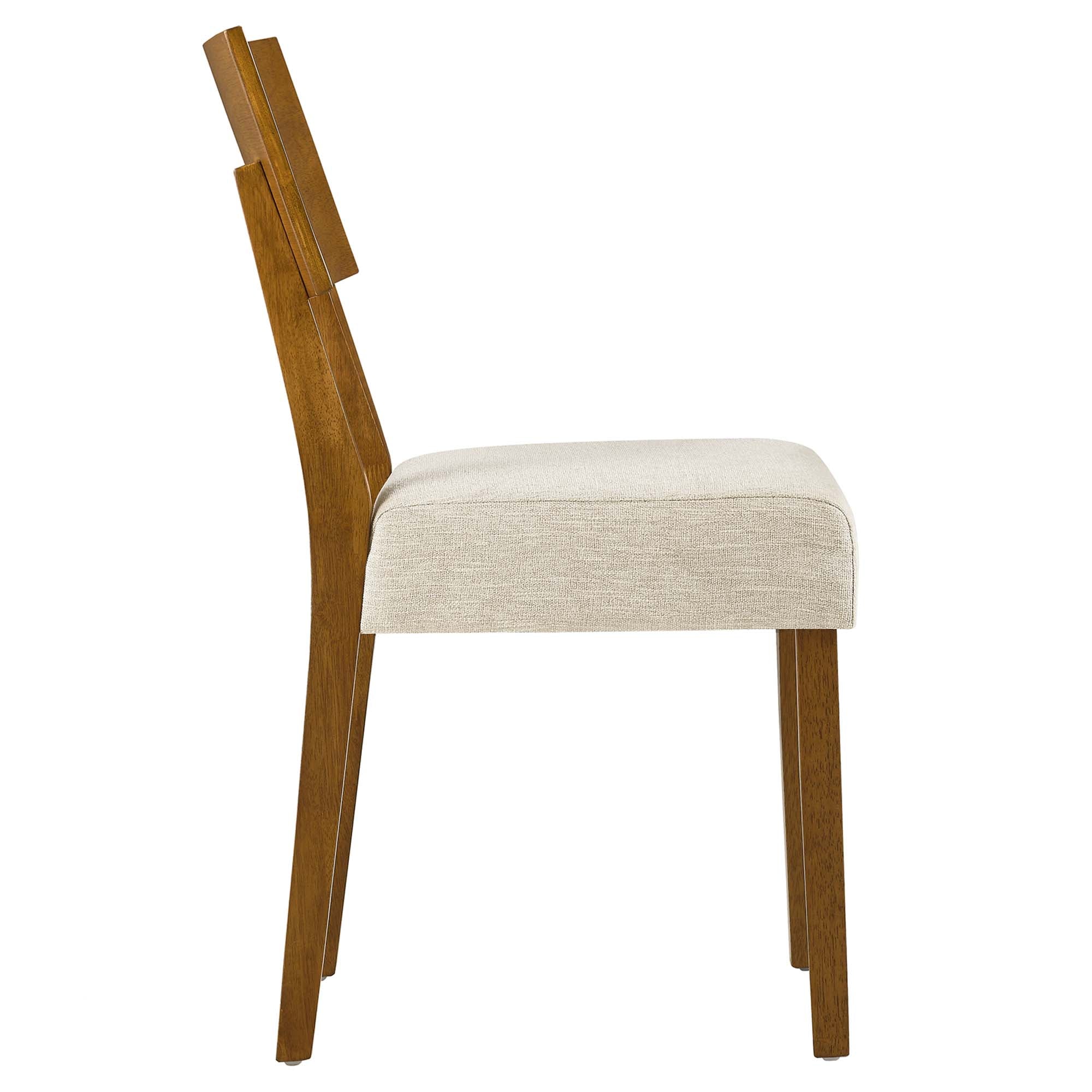Pax Wood Dining Side Chairs Set of 2, Acorn Heathered Weave Light Beige