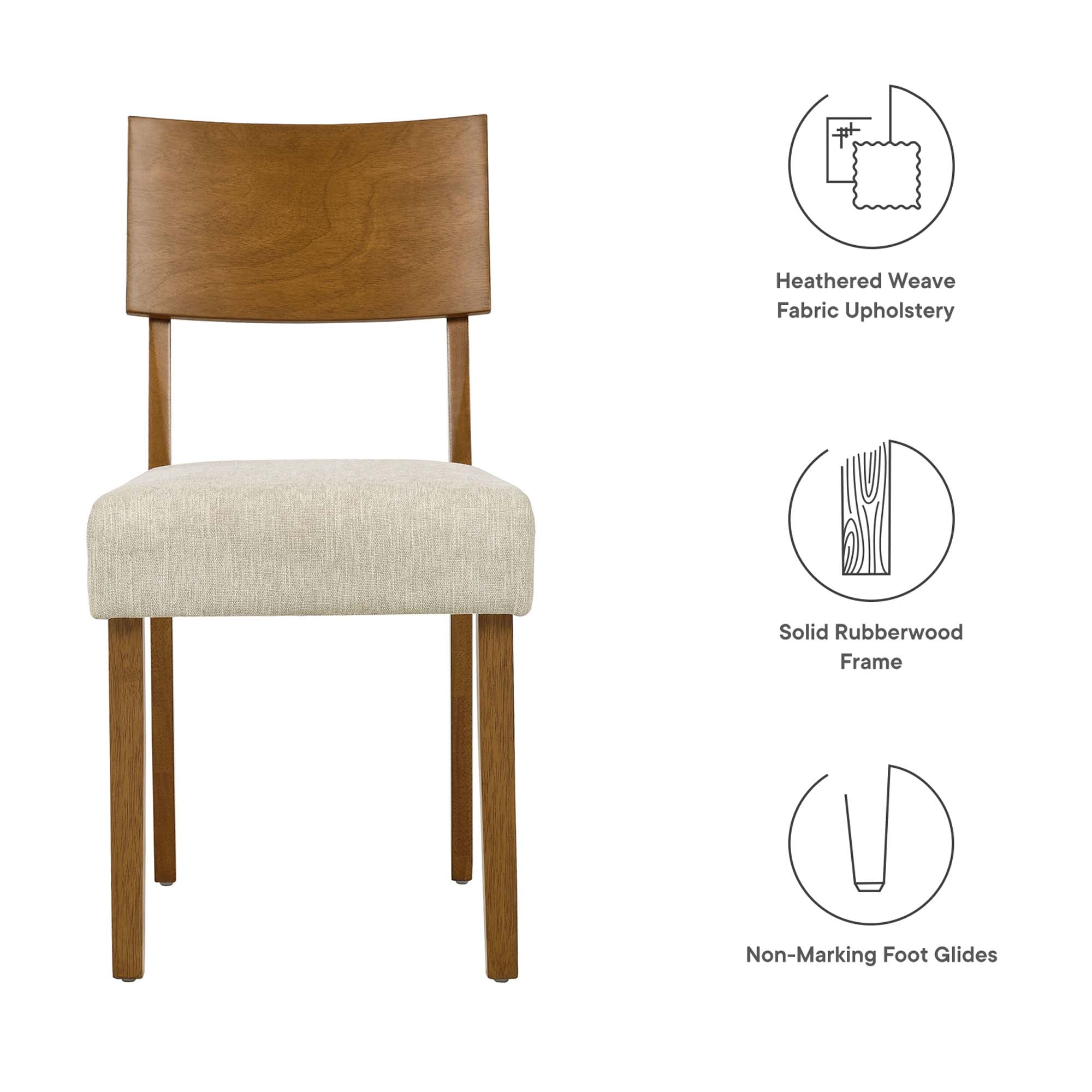 Pax Wood Dining Side Chairs Set of 2, Acorn Heathered Weave Light Beige