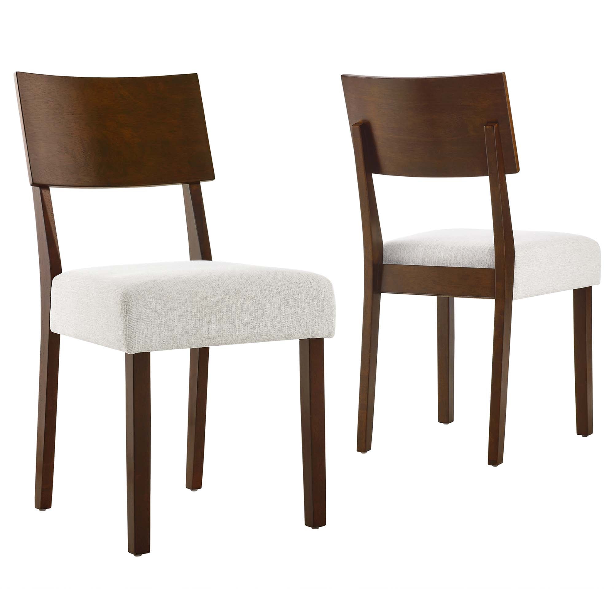 Pax Wood Dining Side Chairs Set of 2, Walnut Heathered Weave Ivory