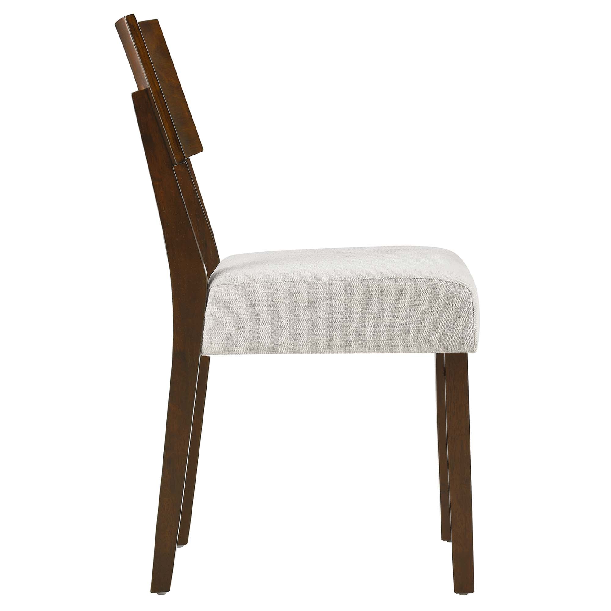 Pax Wood Dining Side Chairs Set of 2, Walnut Heathered Weave Ivory